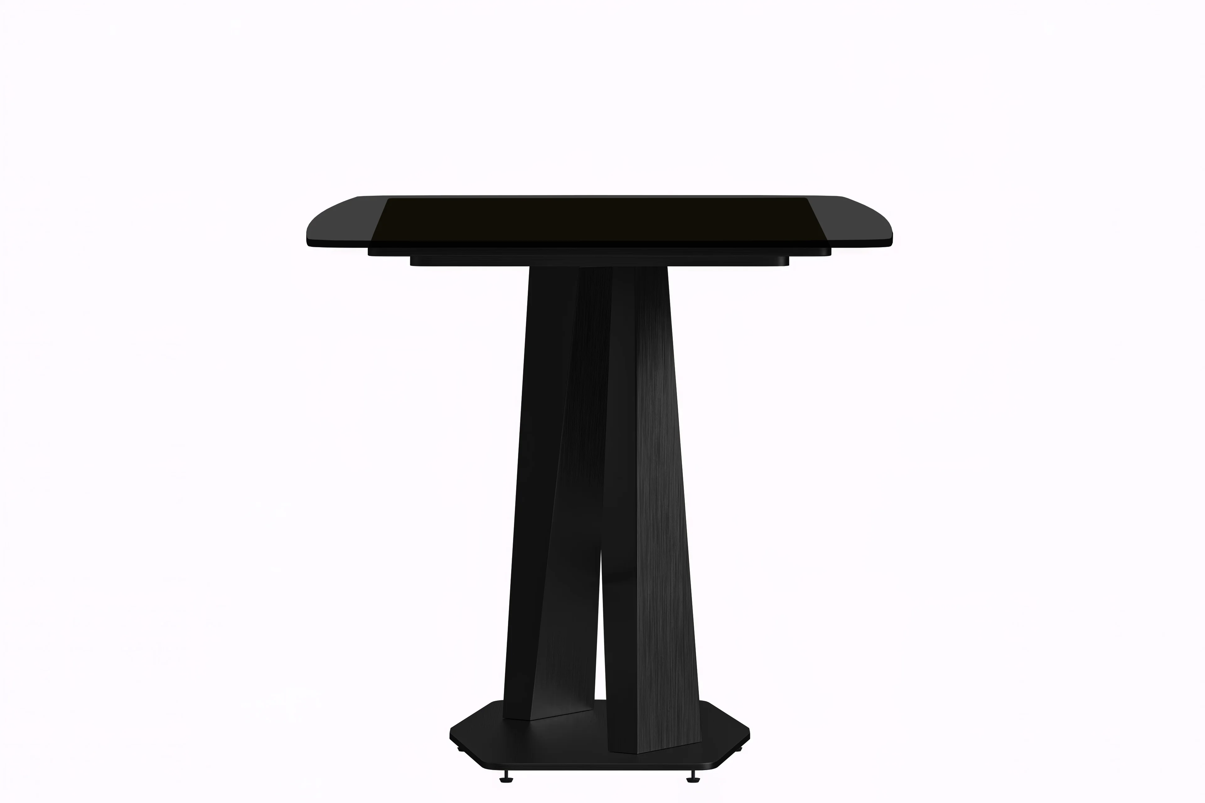 Voren Series Modern Dining Table Black Base, With 62 Black Glass Top