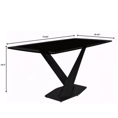 Voren Series Modern Dining Table Black Base, With 62 Black Glass Top