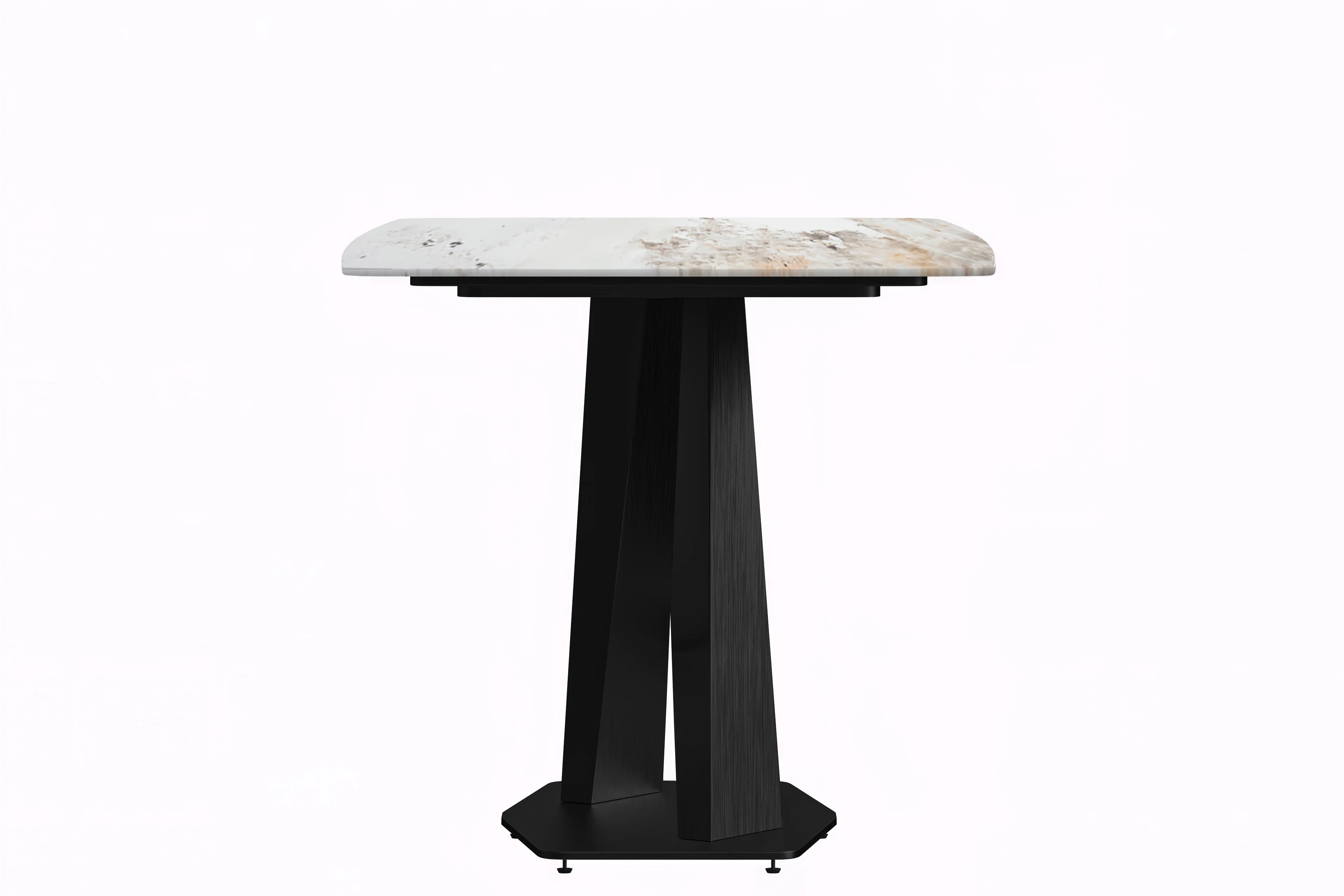 Voren Series Modern Dining Table Black Base, With 62 White Grey Sintered Stone Top