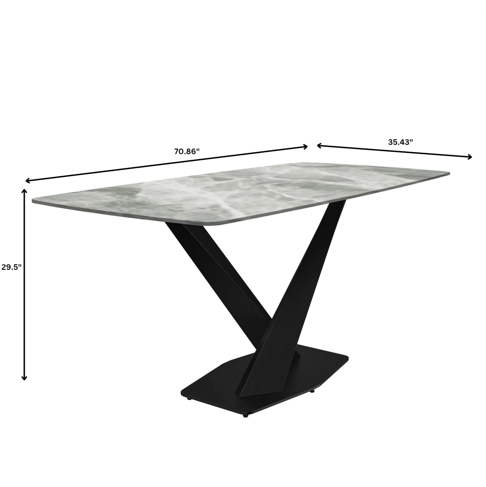 Voren Series Modern Dining Table Black Base, With 62 Light Grey Sintered Stone Top
