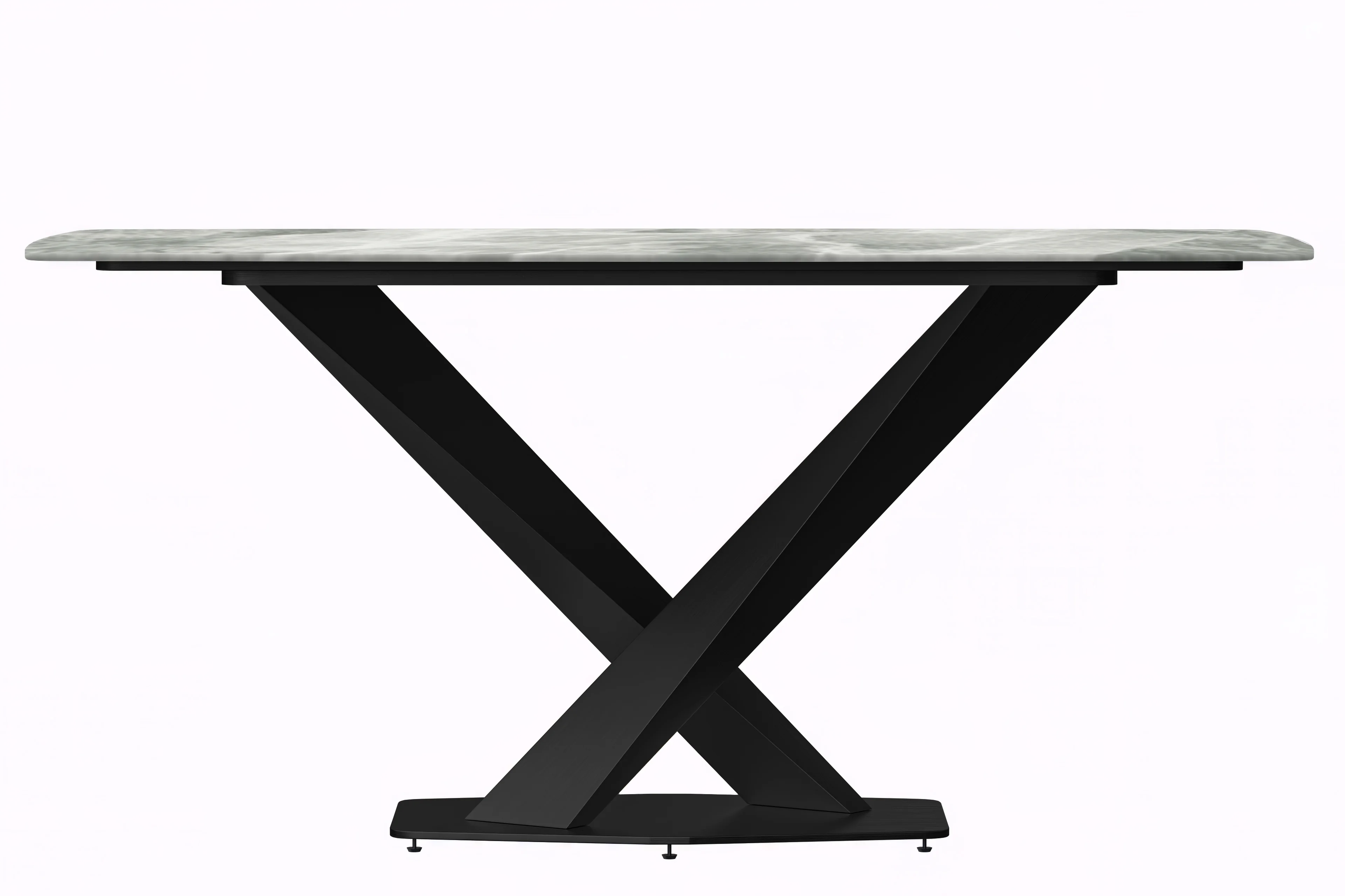 Voren Series Modern Dining Table Black Base, With 62 Light Grey Sintered Stone Top