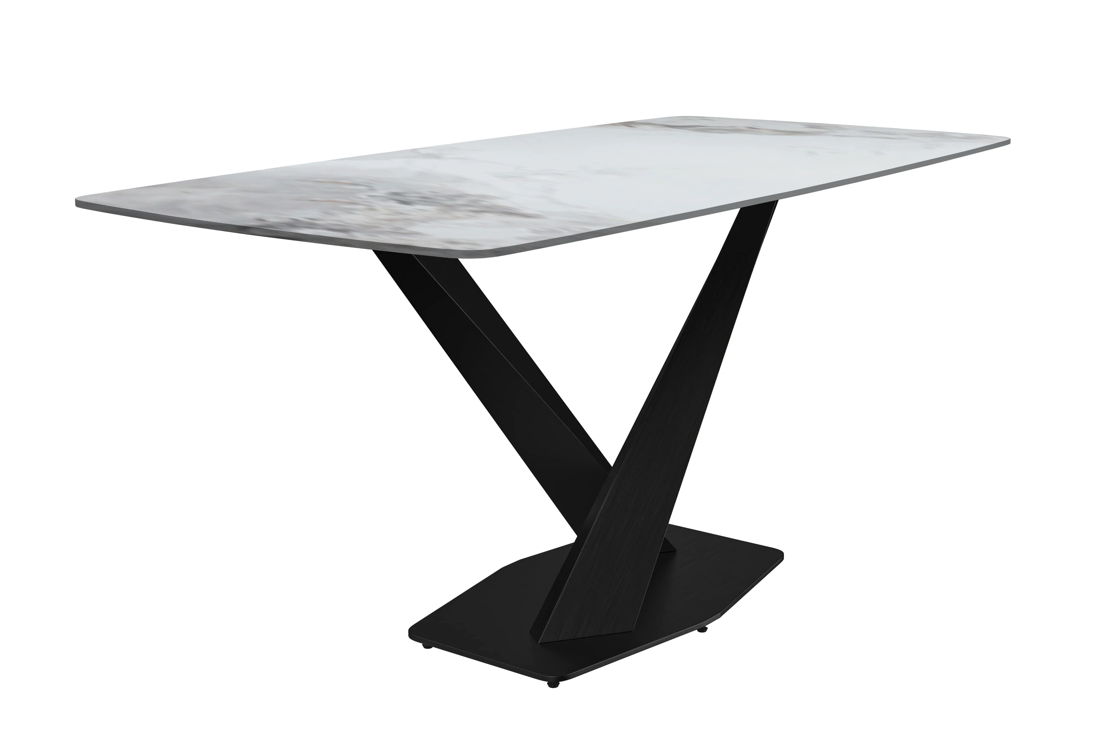Voren Series Modern Dining Table Black Base, With 62 Medium Grey Sintered Stone Top