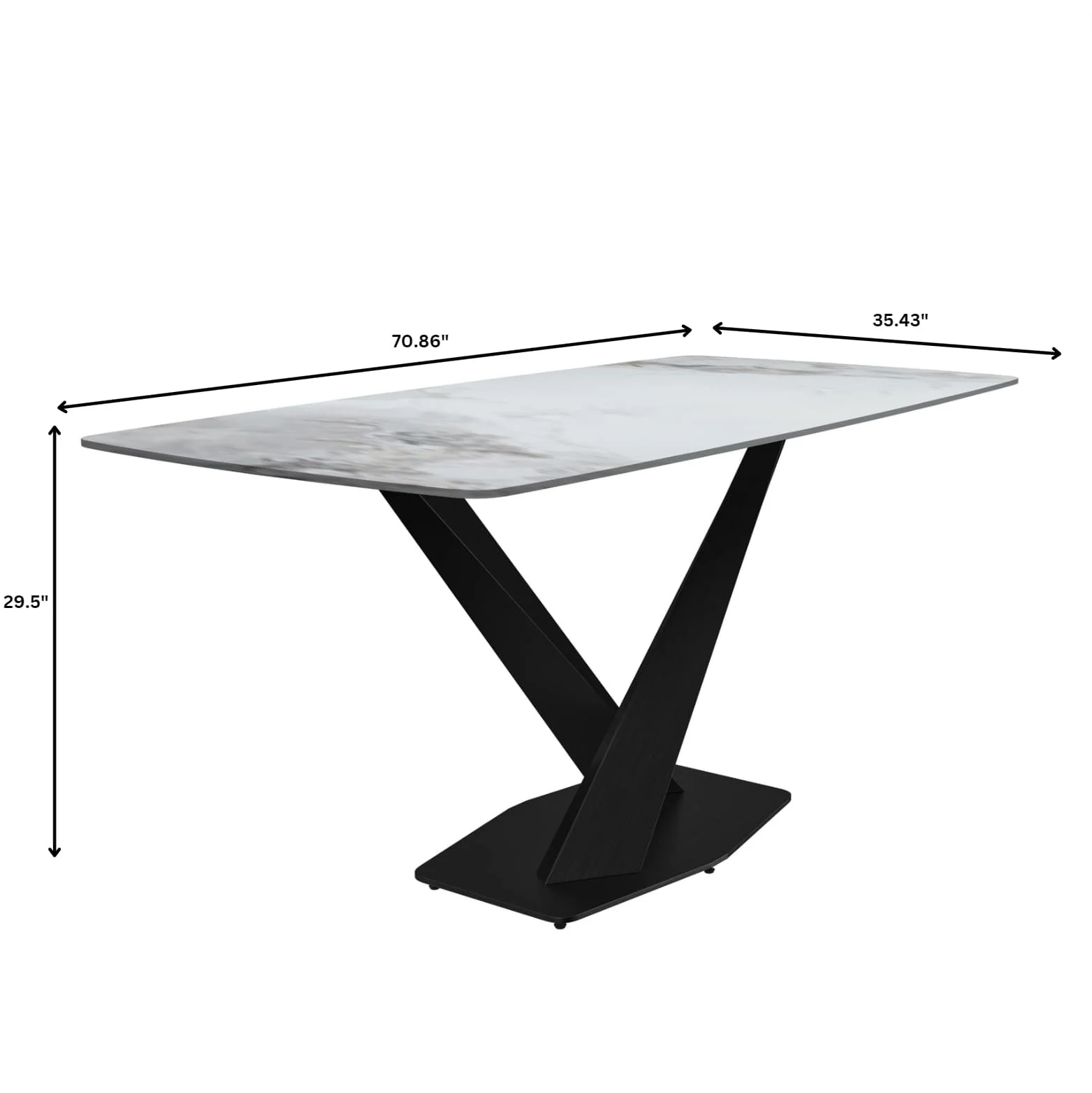 Voren Series Modern Dining Table Black Base, With 62 Medium Grey Sintered Stone Top