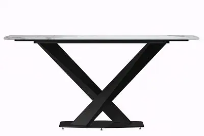 Voren Series Modern Dining Table Black Base, With 62 Medium Grey Sintered Stone Top