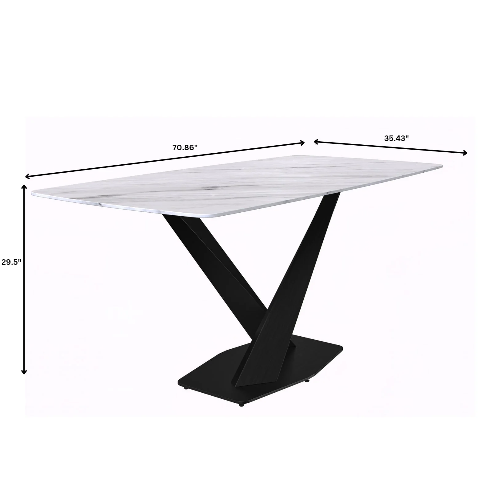 Voren Series Modern Dining Table Black Base, With 62 White Sintered Stone Top