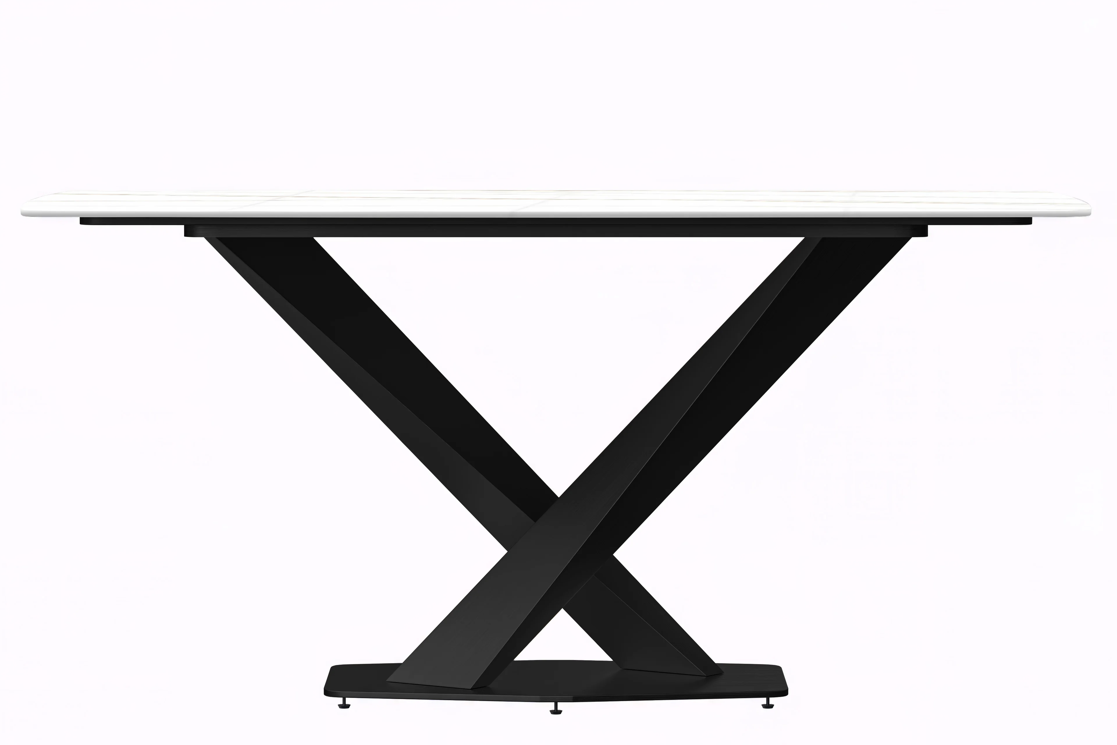 Voren Series Modern Dining Table Black Base, With 62 White/Gold Sintered Stone Top