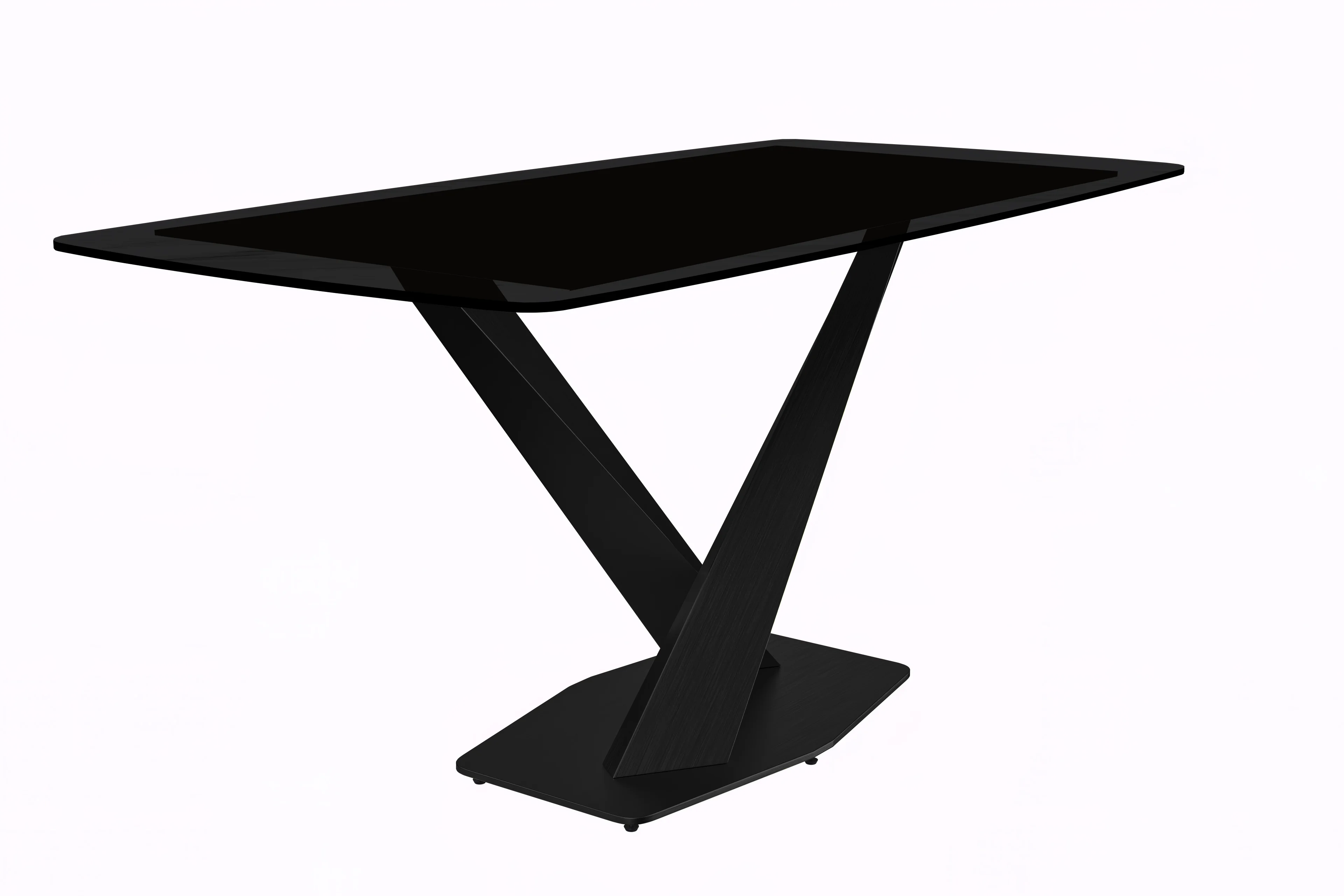 Voren Series Modern Dining Table Black Base, With 71 Black Glass Top