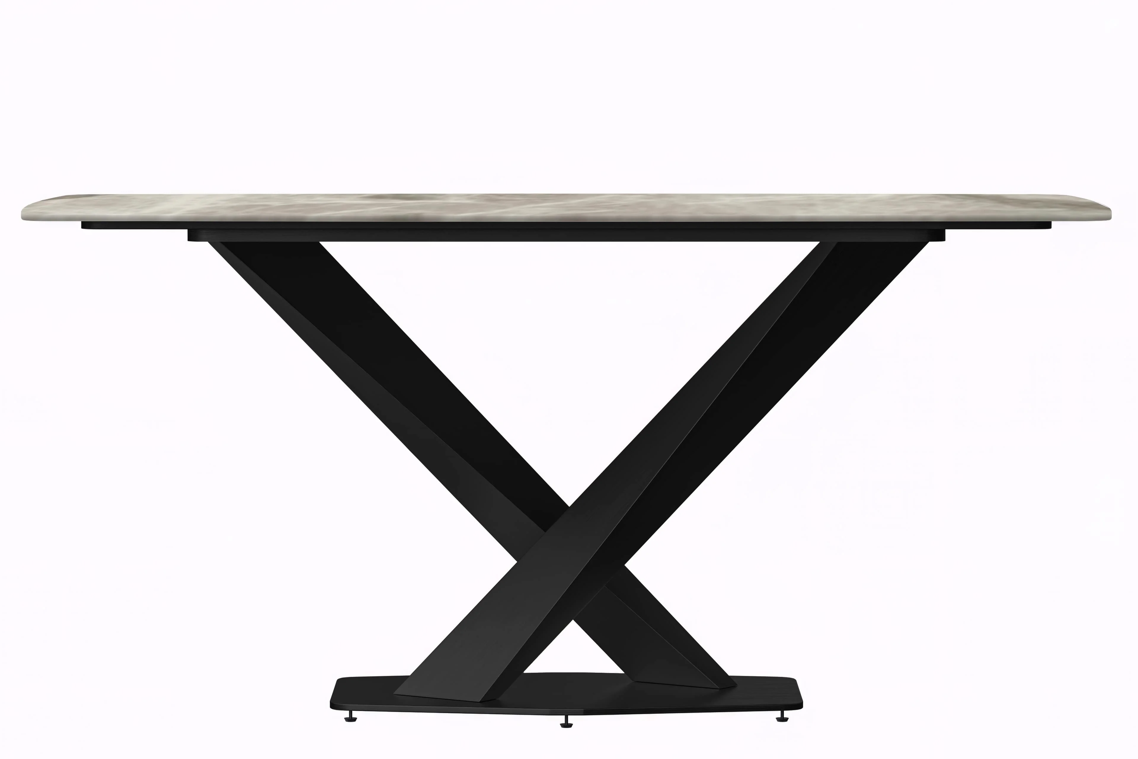 Voren Series Modern Dining Table Black Base, With 71 Deep Grey Sintered Stone Top
