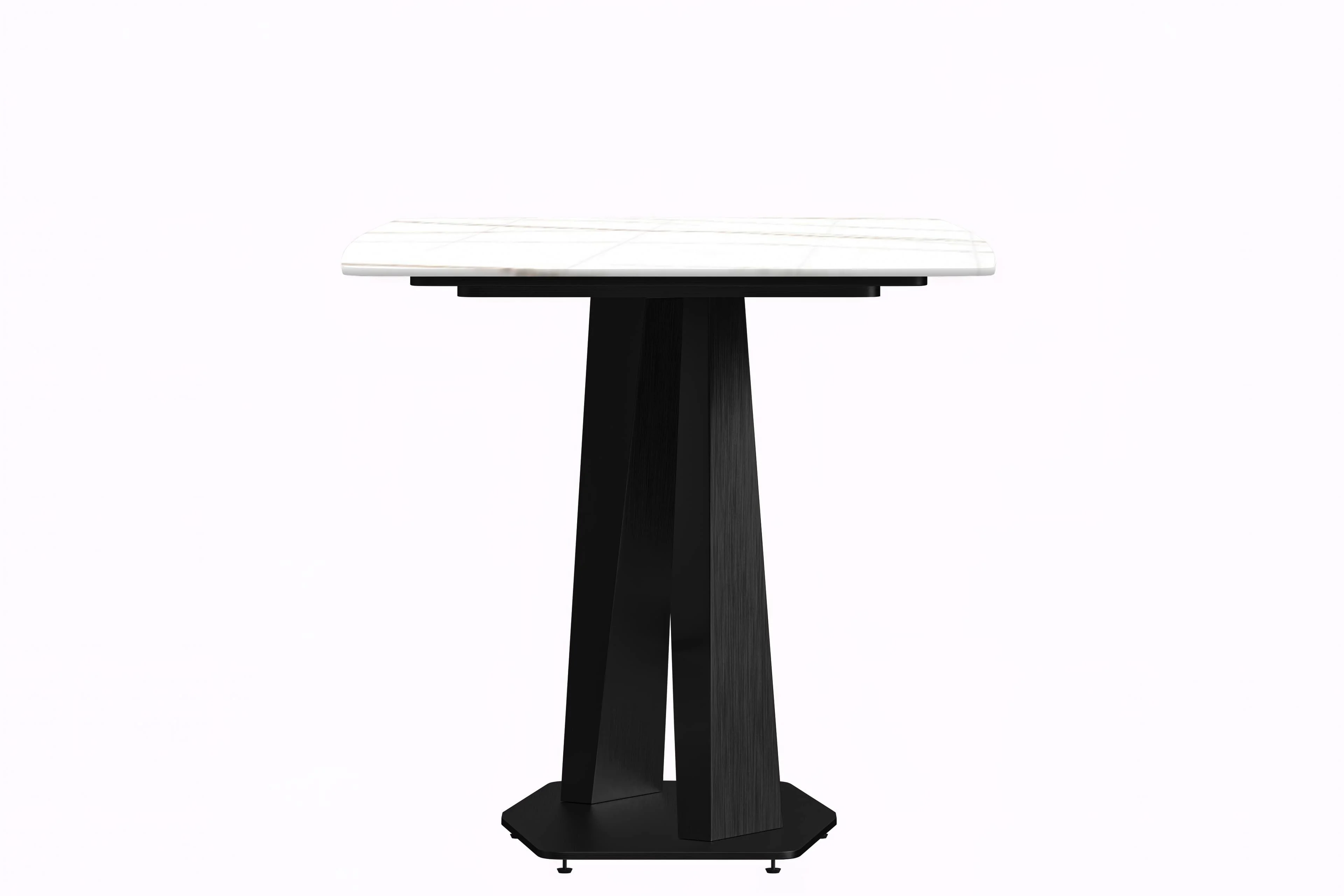 Voren Series Modern Dining Table Black Base, With 71 White/Gold Sintered Stone Top