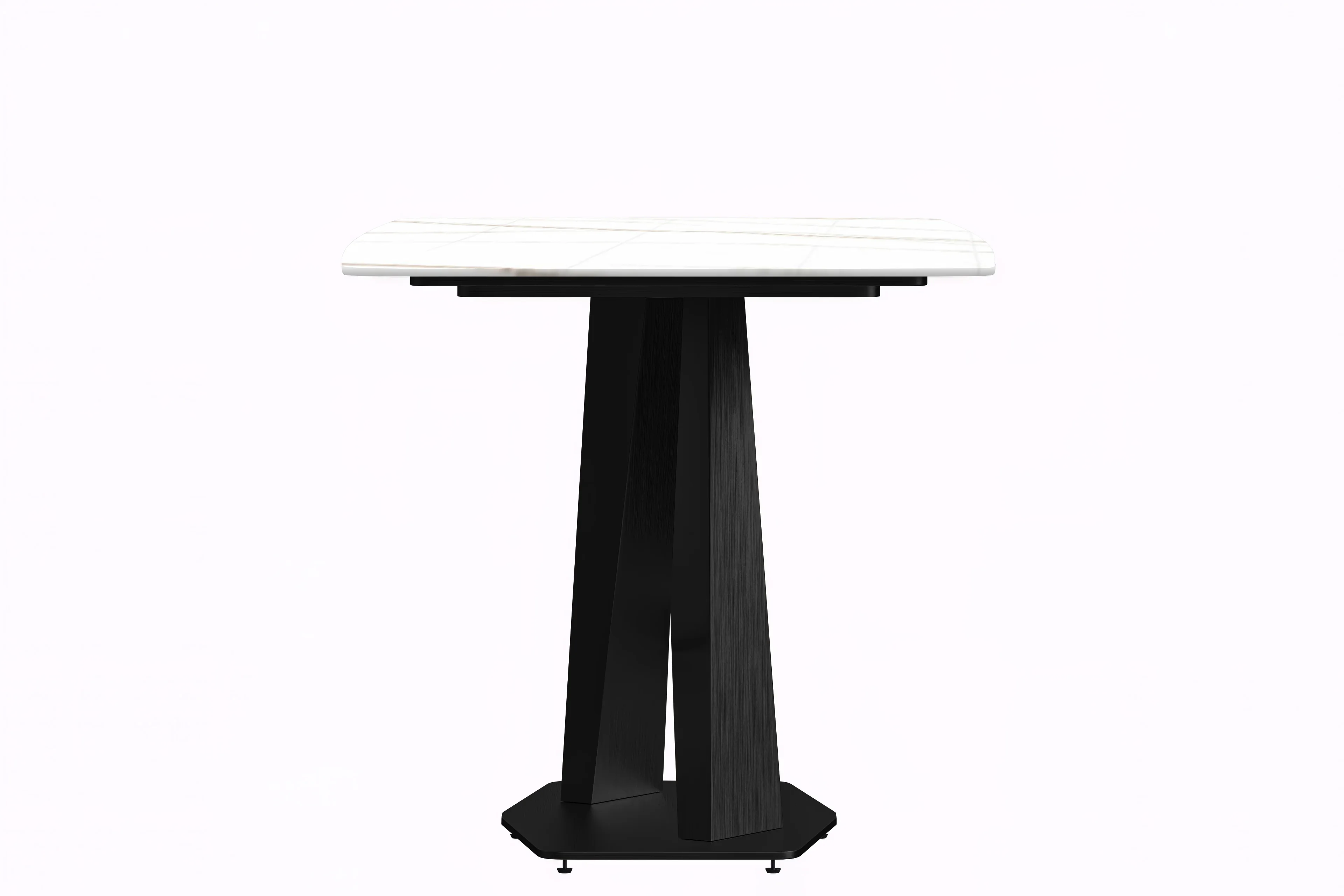 Voren Series Modern Dining Table Black Base, With 71 White/Gold Sintered Stone Top