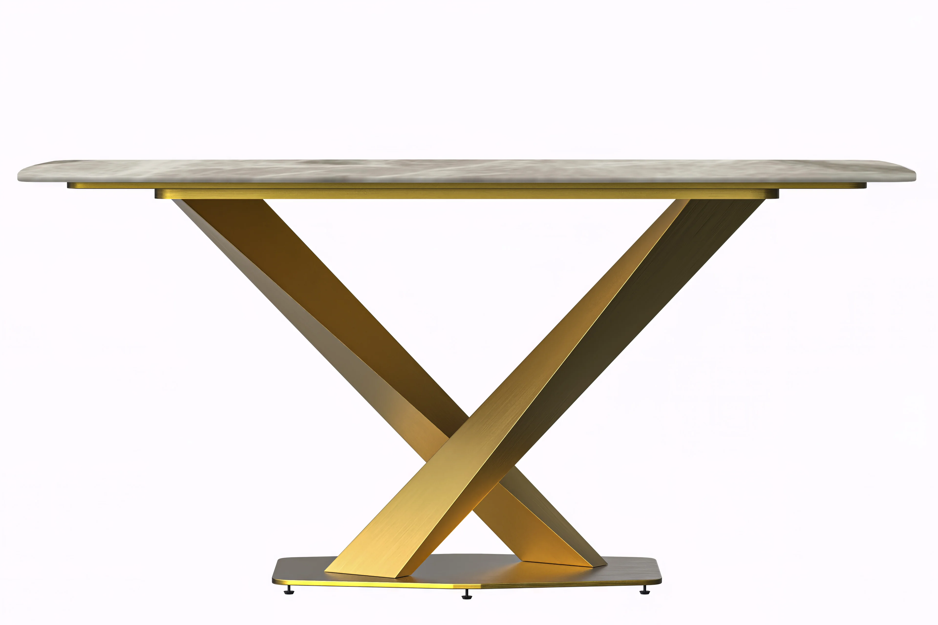 Voren Series Modern Dining Table Gold Base, With 55" Deep Grey Sintered Stone Top