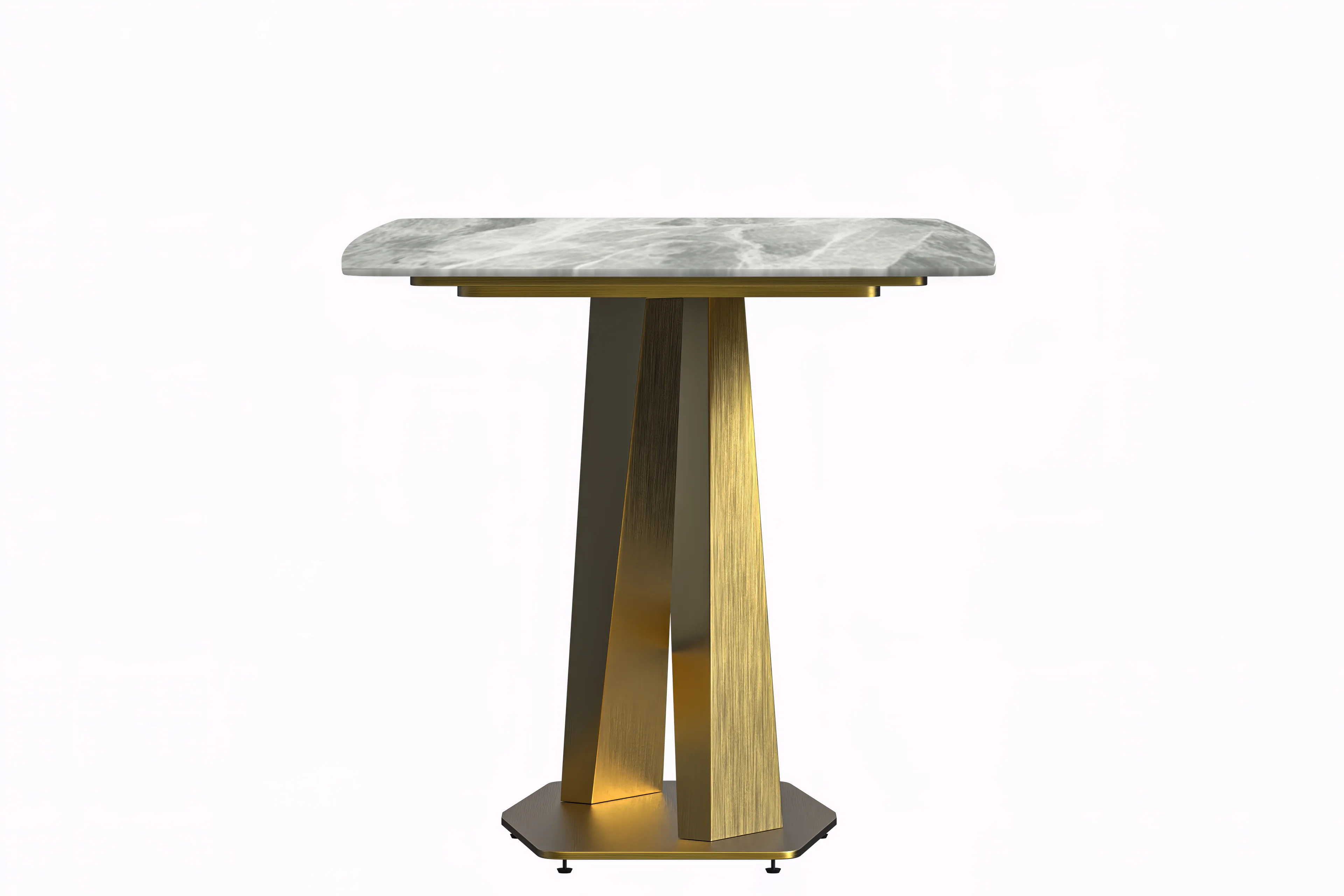 Voren Series Modern Dining Table Gold Base, With 55" Light Grey Sintered Stone Top