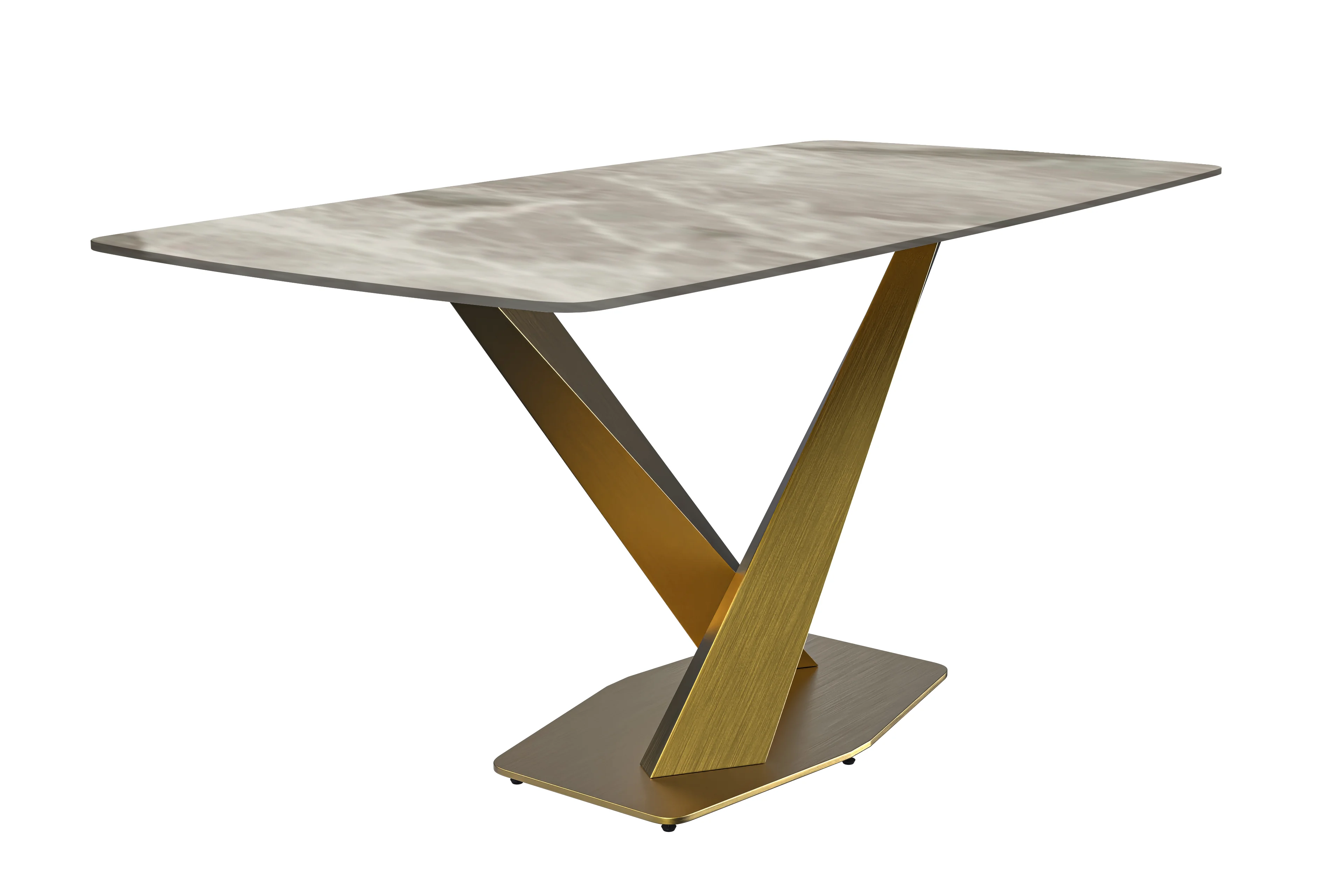 Voren Series Modern Dining Table Gold Base, With 62 Deep Grey Sintered Stone Top