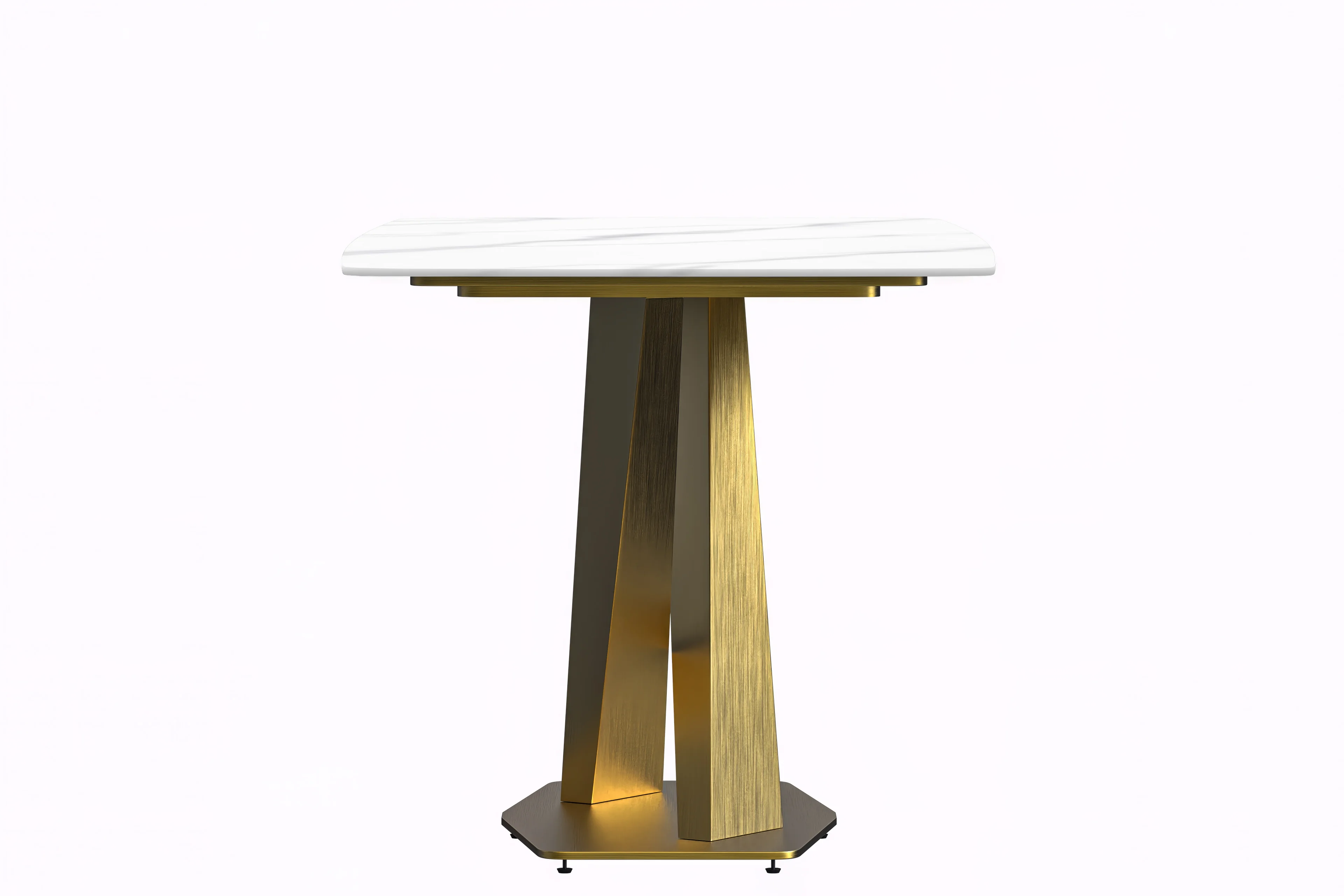 Voren Series Modern Dining Table Gold Base, With 62 White Sintered Stone Top