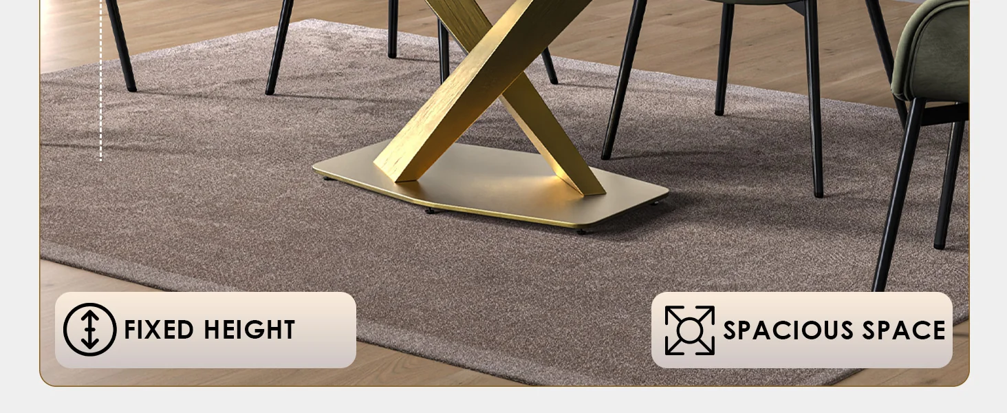 Voren Series Modern Dining Table Gold Base, With 71 Black Glass Top