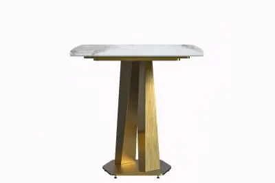 Voren Series Modern Dining Table Gold Base, With 71 Medium Grey Sintered Stone Top