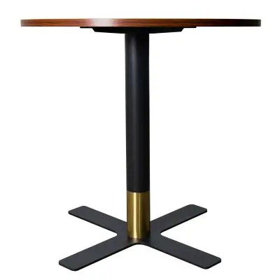 Vail Collection Dining Table Black/Gold X Base With 27" Round Cognac Brown MDF Top