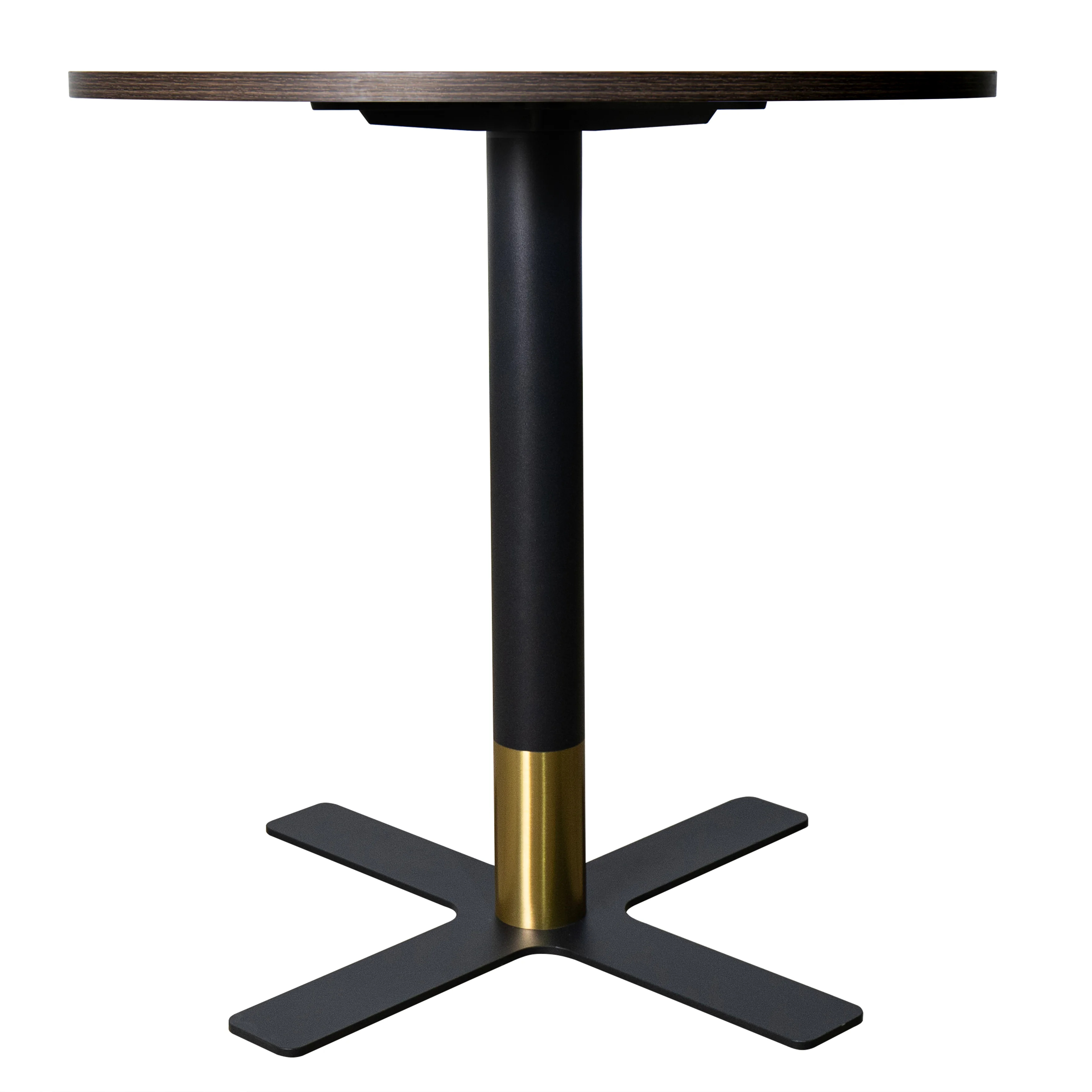Vail Collection Dining Table Black/Gold X Base With 27" Round Dark Brown MDF Top