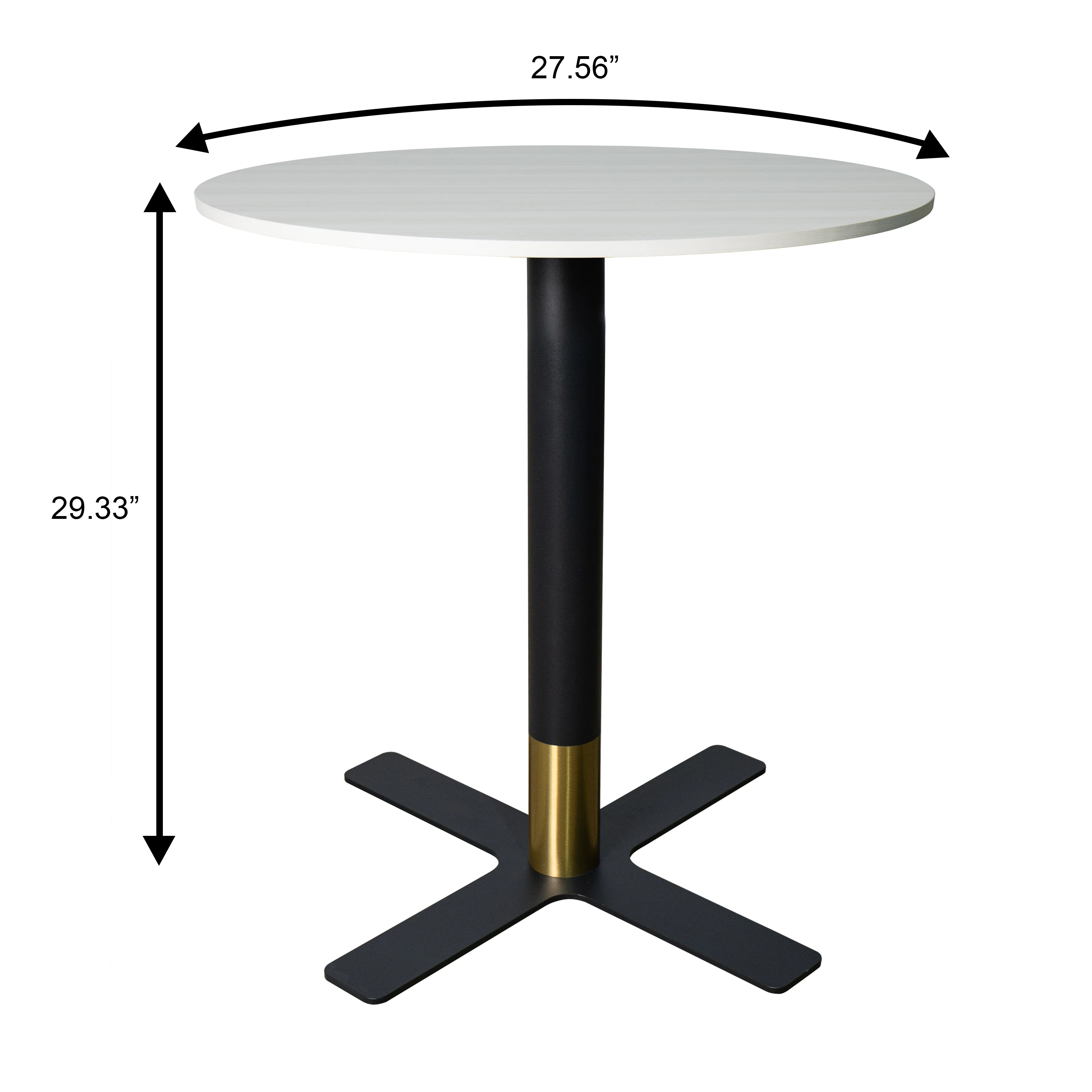 Vail Collection Dining Table Black/Gold X Base With 27" Round Light Wood Brown MDF Top