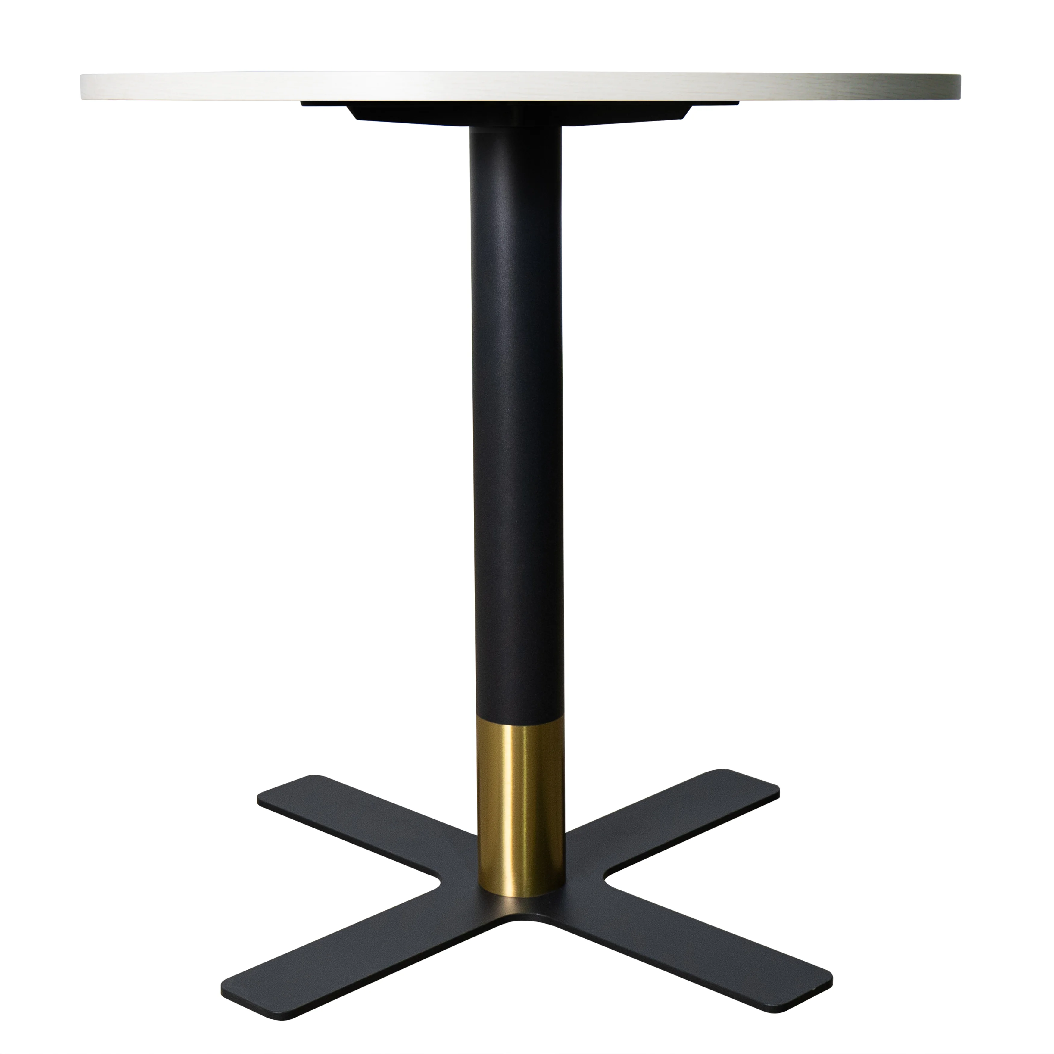 Vail Collection Dining Table Black/Gold X Base With 27" Round Light Wood Brown MDF Top