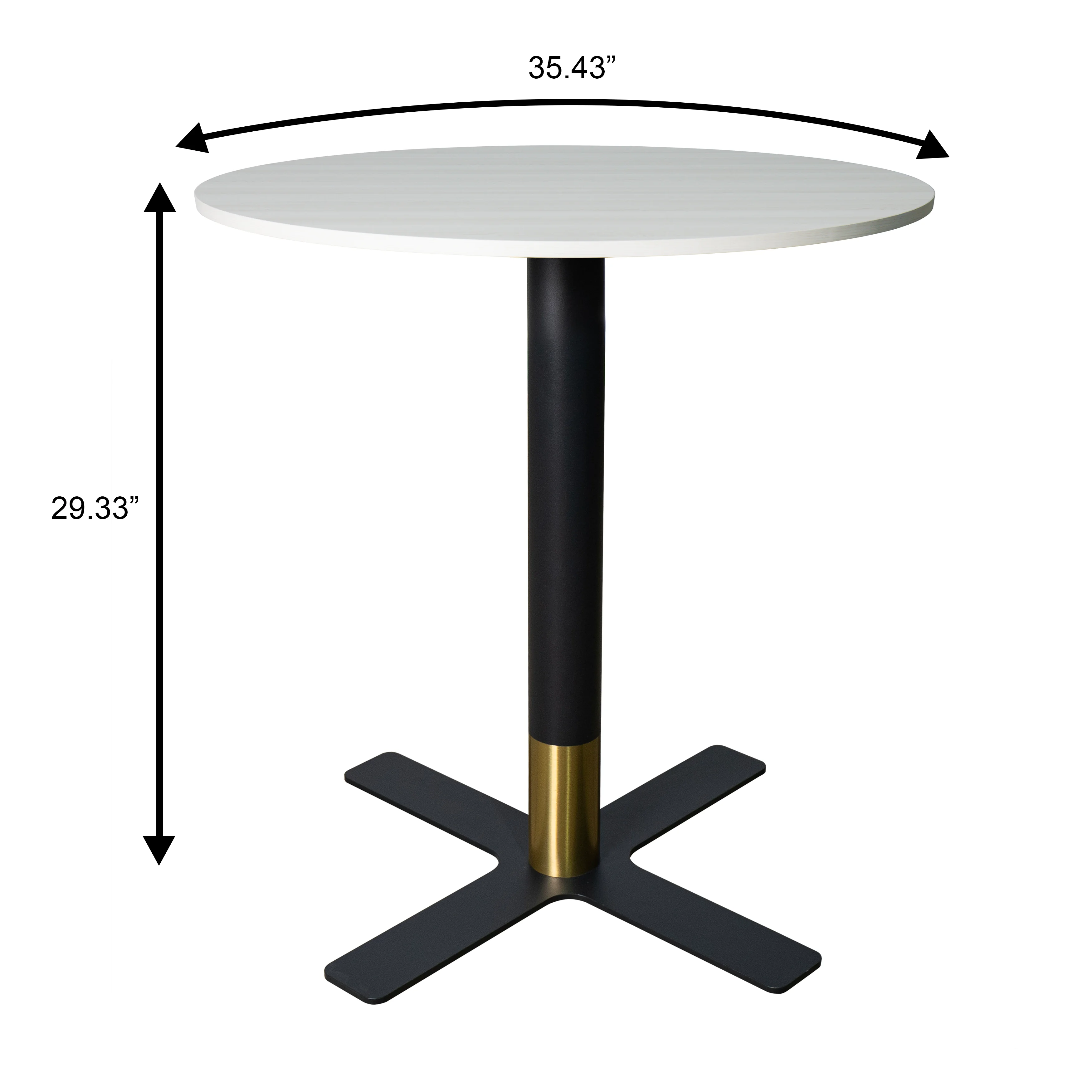 Vail Collection Dining Table Black/Gold X Base With 36" Round Light Wood  Brown MDF Top