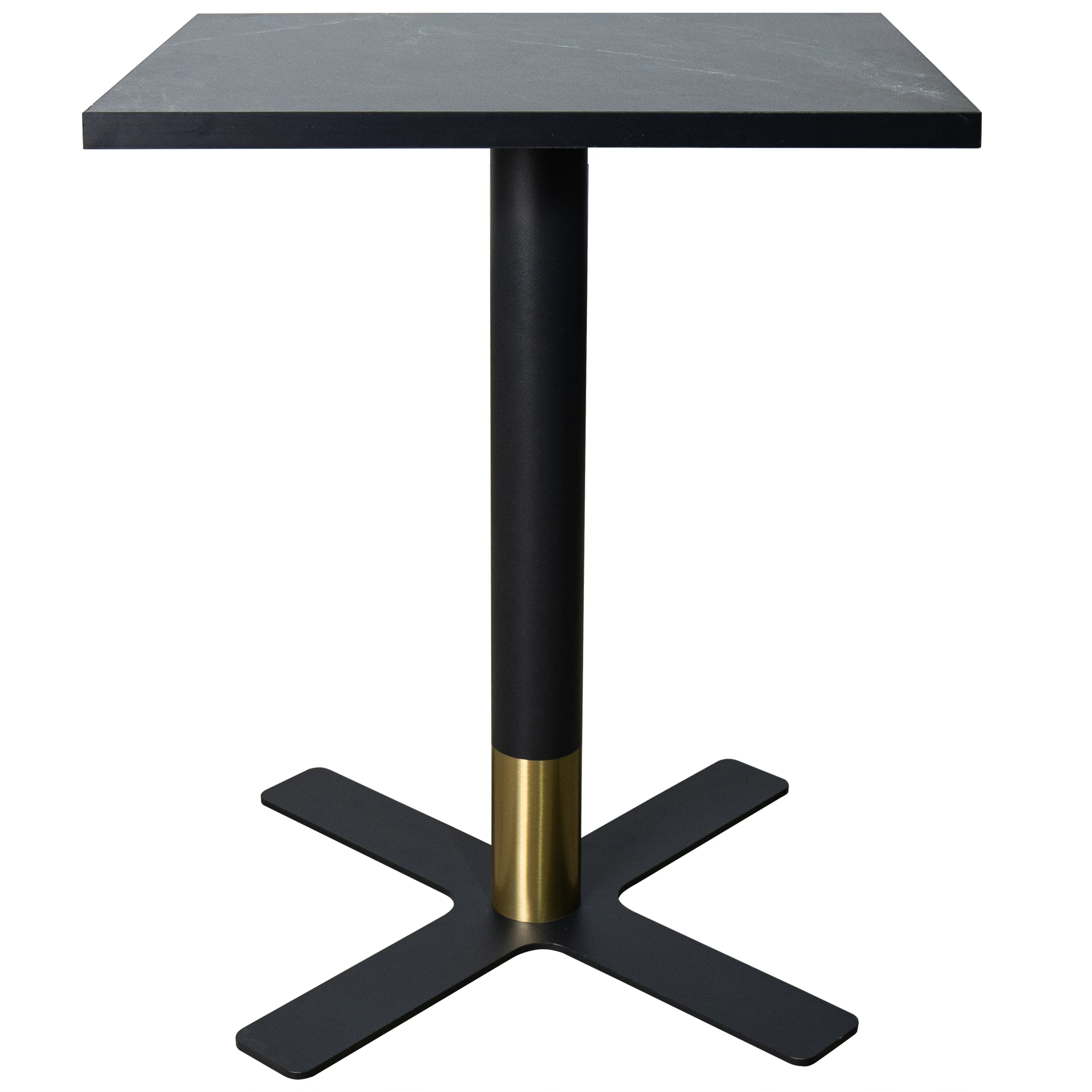 Vail Collection Dining Table Black/Gold X Base With 24" Square Black MDF Top