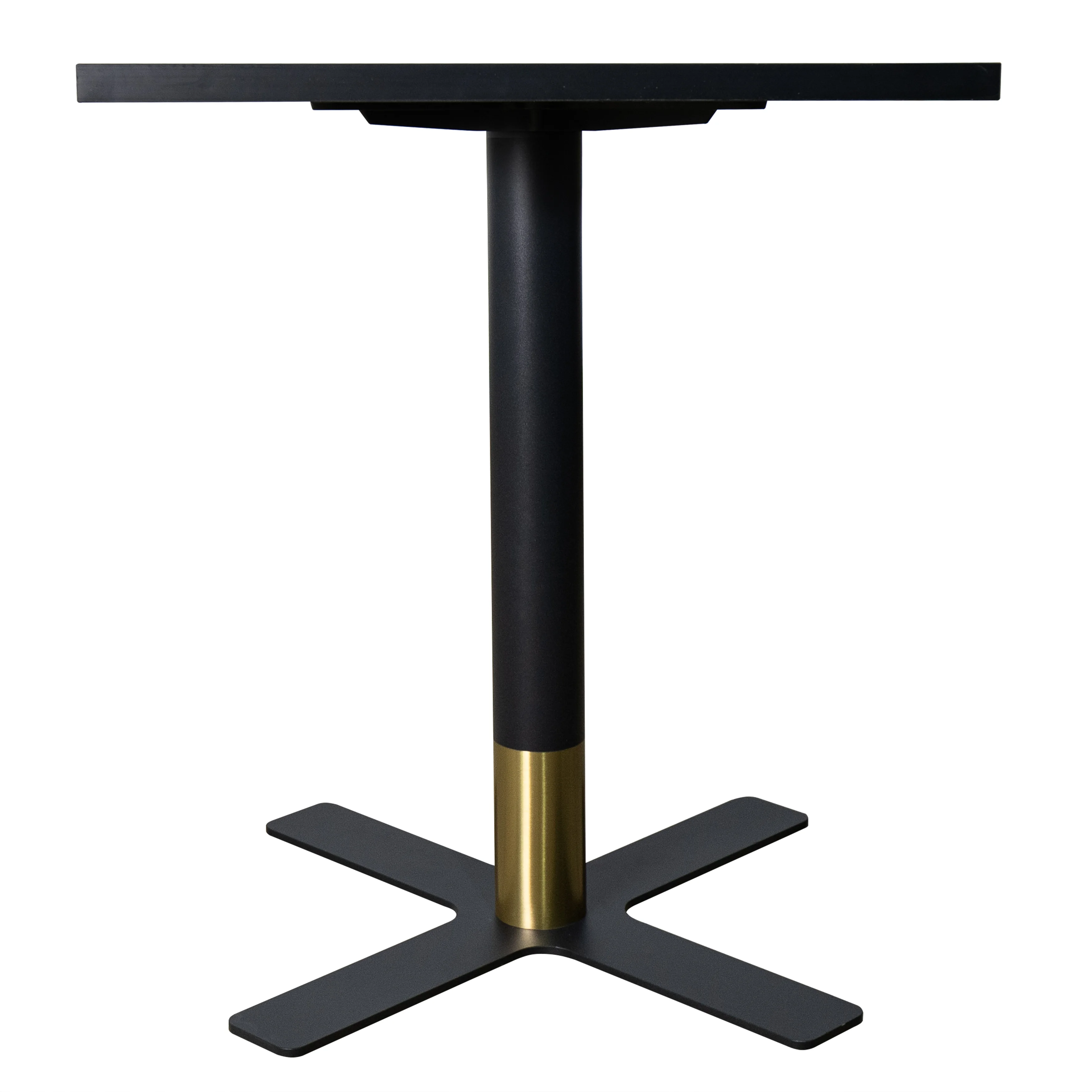 Vail Collection Dining Table Black/Gold X Base With 24" Square Black MDF Top