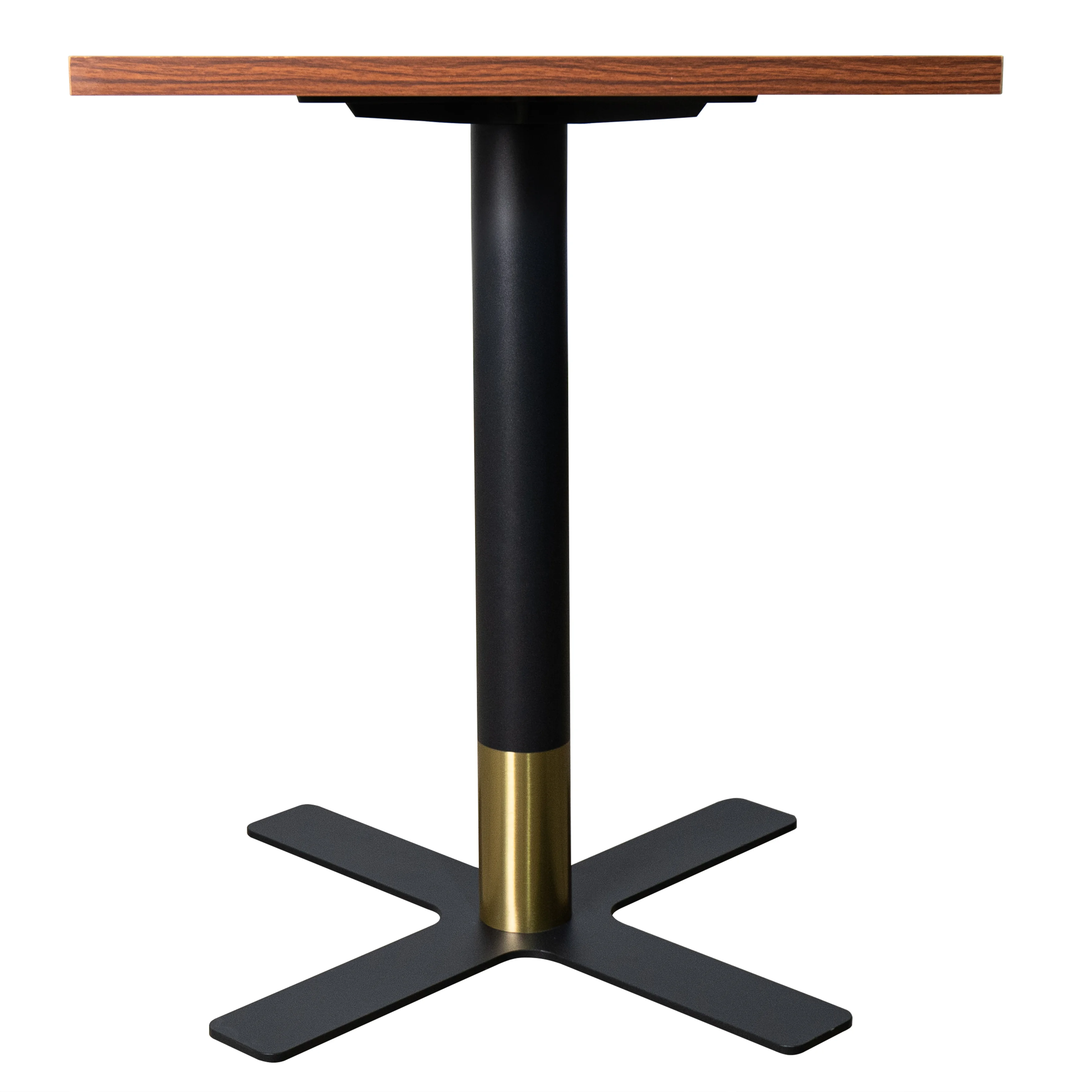 Vail Collection Dining Table Black/Gold X Base With 24" Square Cognac Brown MDF Top