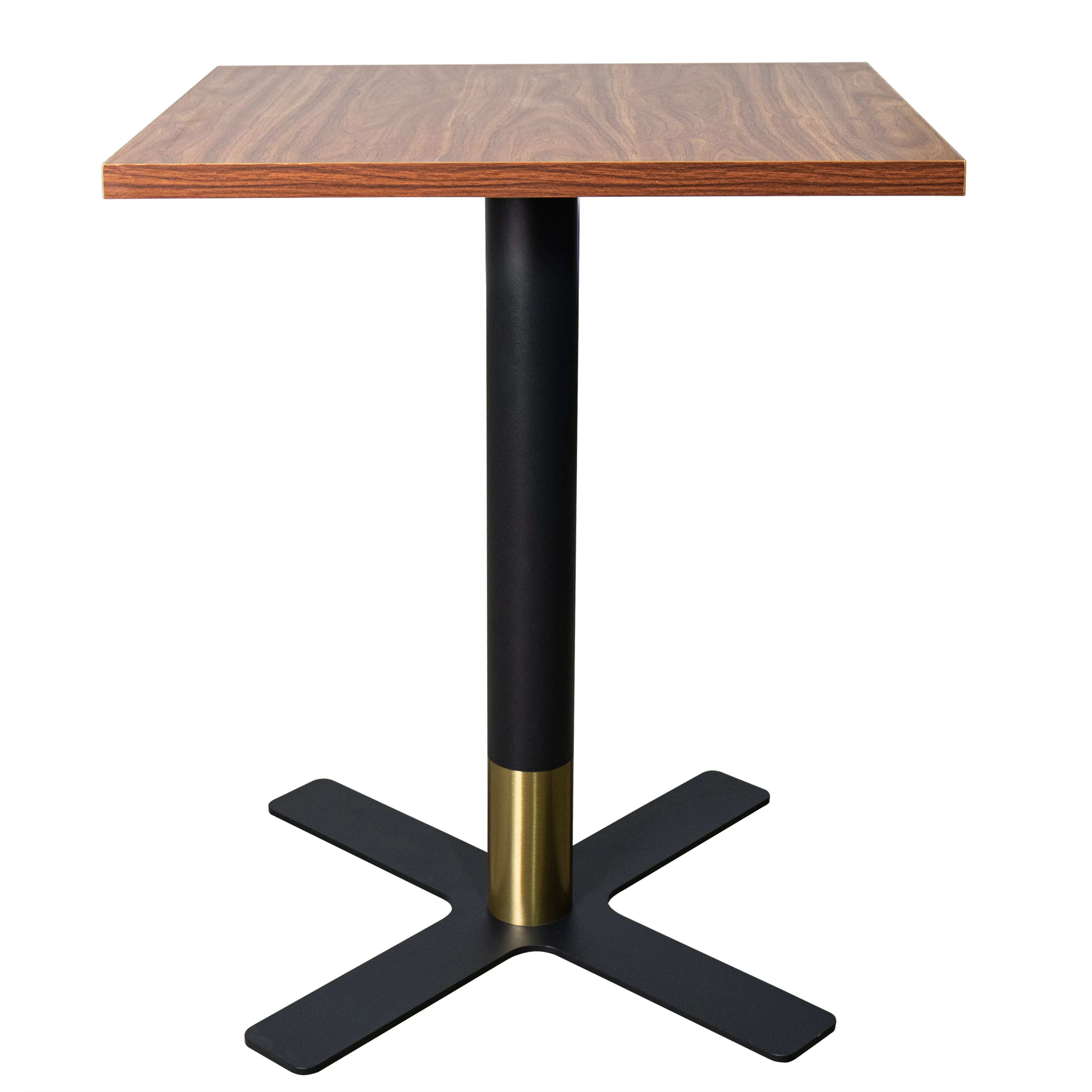 Vail Collection Dining Table Black/Gold X Base With 24" Square Cognac Brown MDF Top