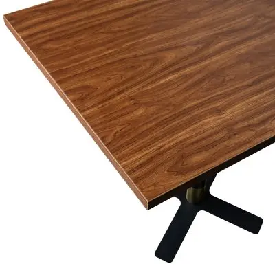 Vail Collection Dining Table Black/Gold X Base With 24" Square Cognac Brown MDF Top