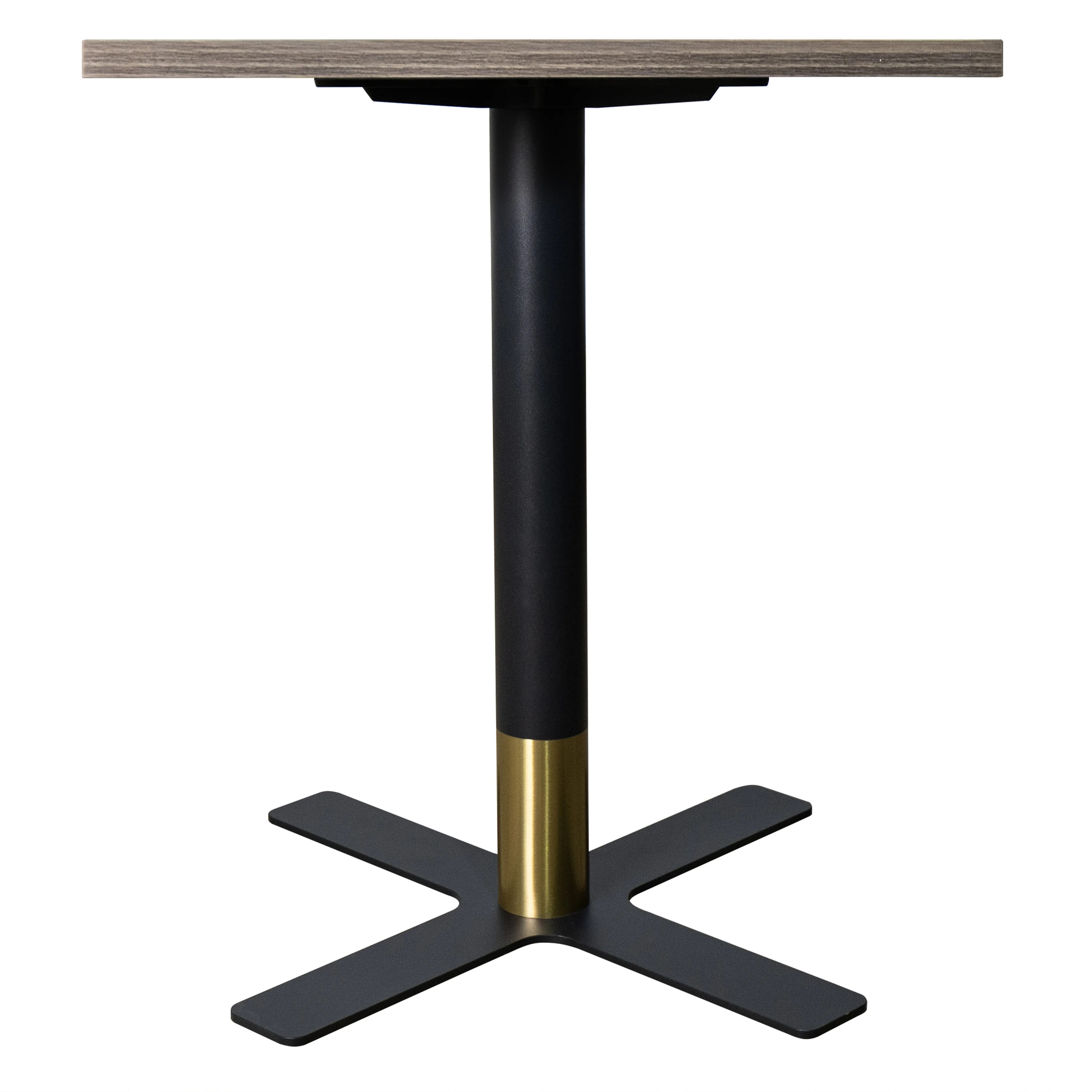 Vail Collection Dining Table Black/Gold X Base With 24" Square Dark Brown MDF Top
