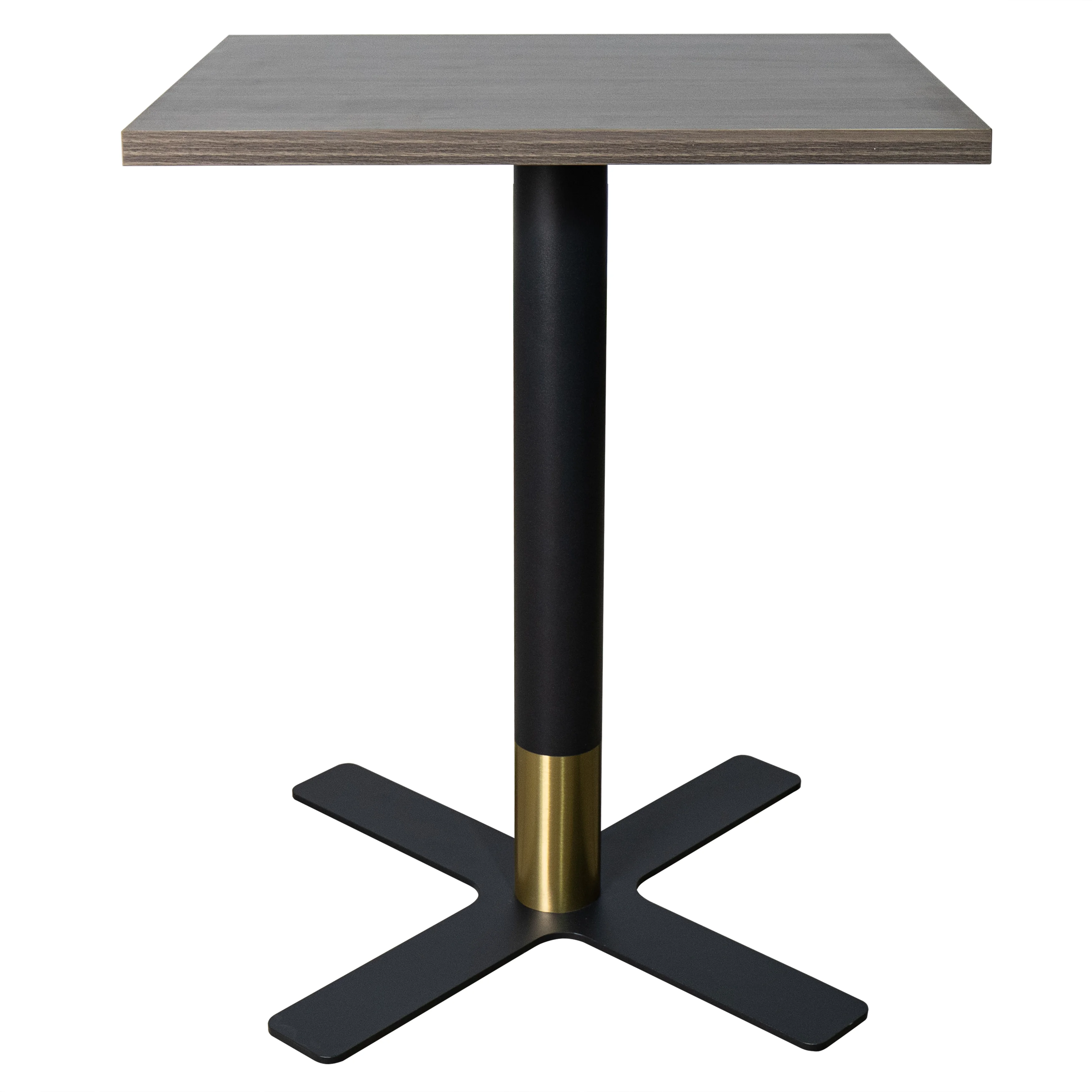 Vail Collection Dining Table Black/Gold X Base With 24" Square Dark Brown MDF Top