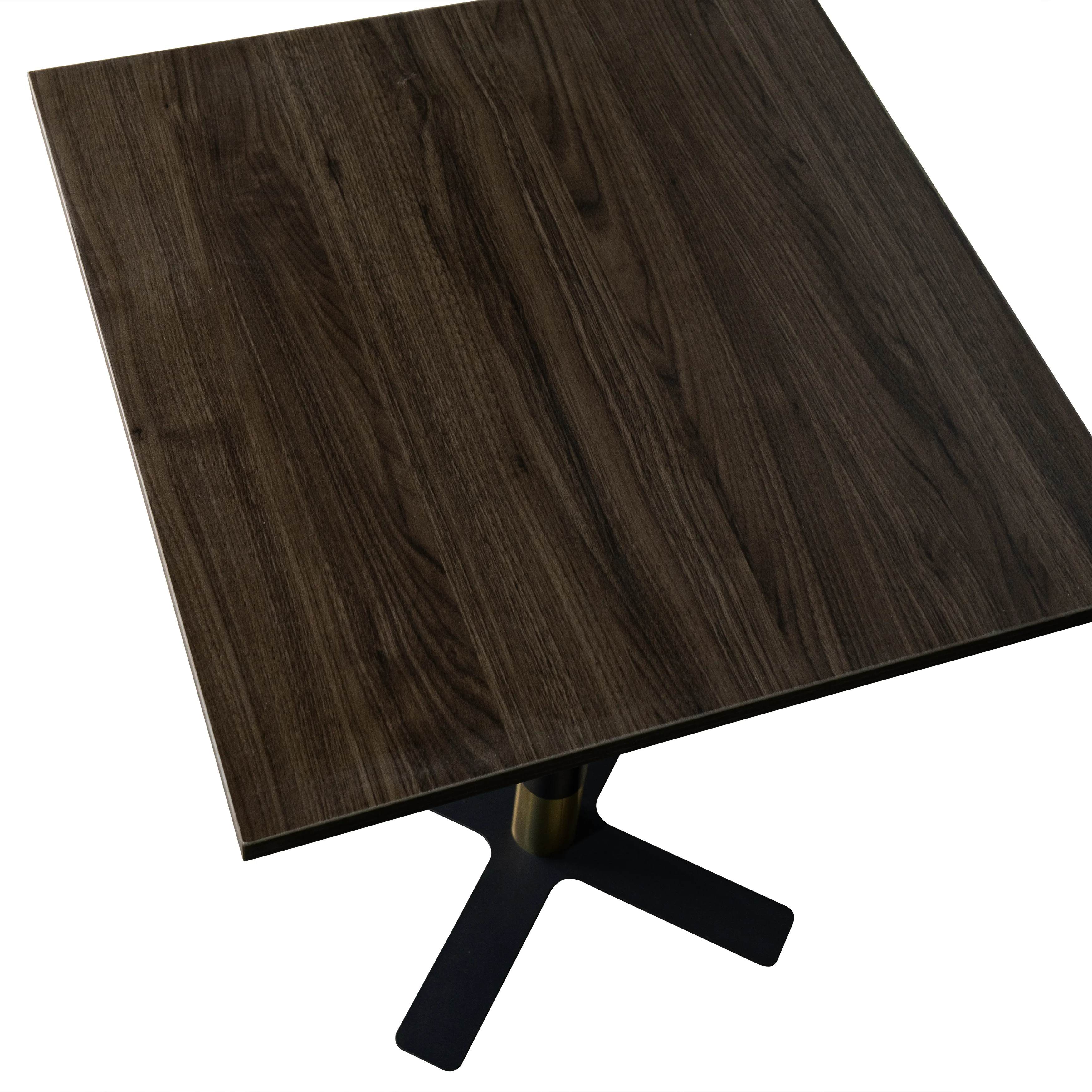Vail Collection Dining Table Black/Gold X Base With 24" Square Dark Brown MDF Top