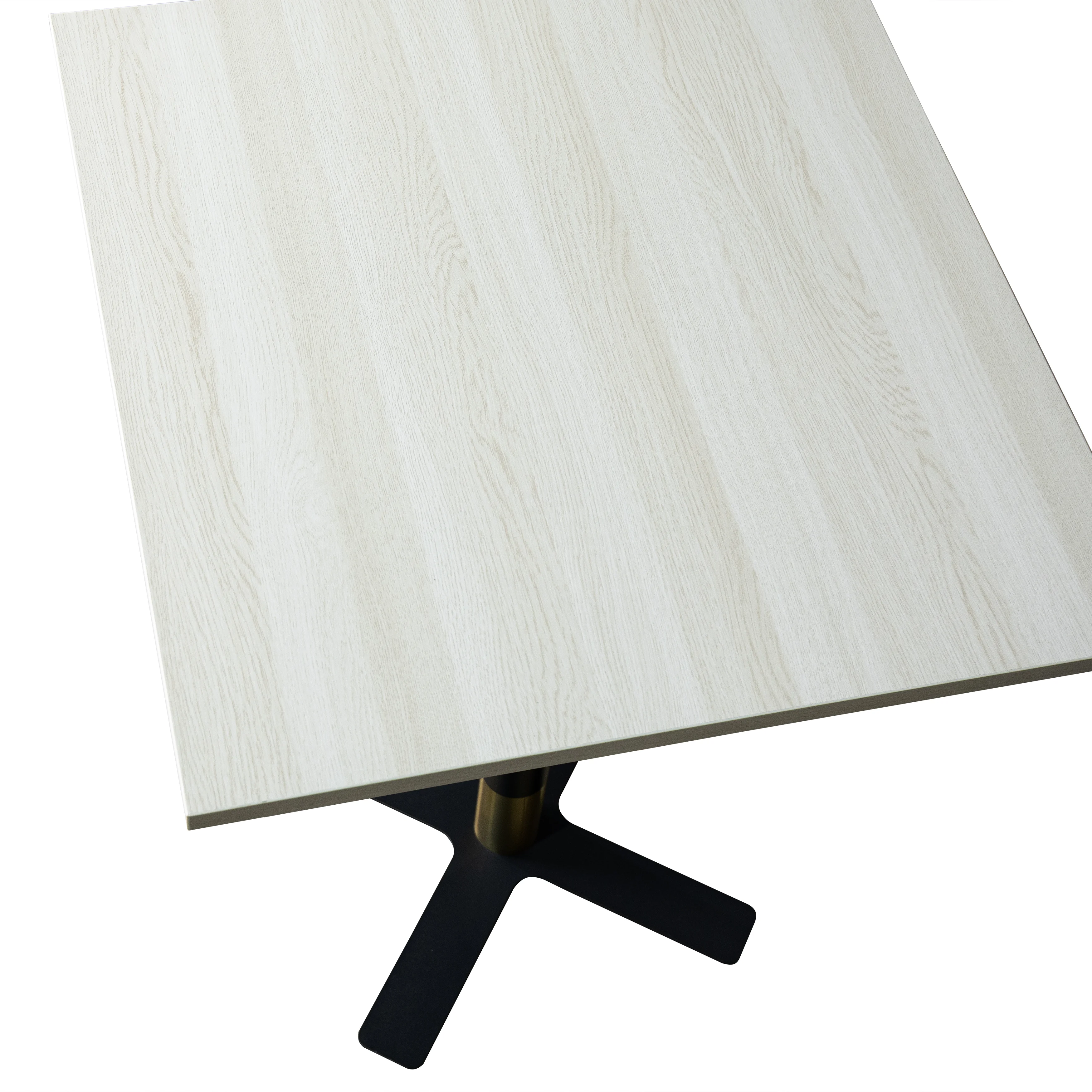 Vail Collection Dining Table Black/Gold X Base With 24" Square Light Wood Brown MDF Top