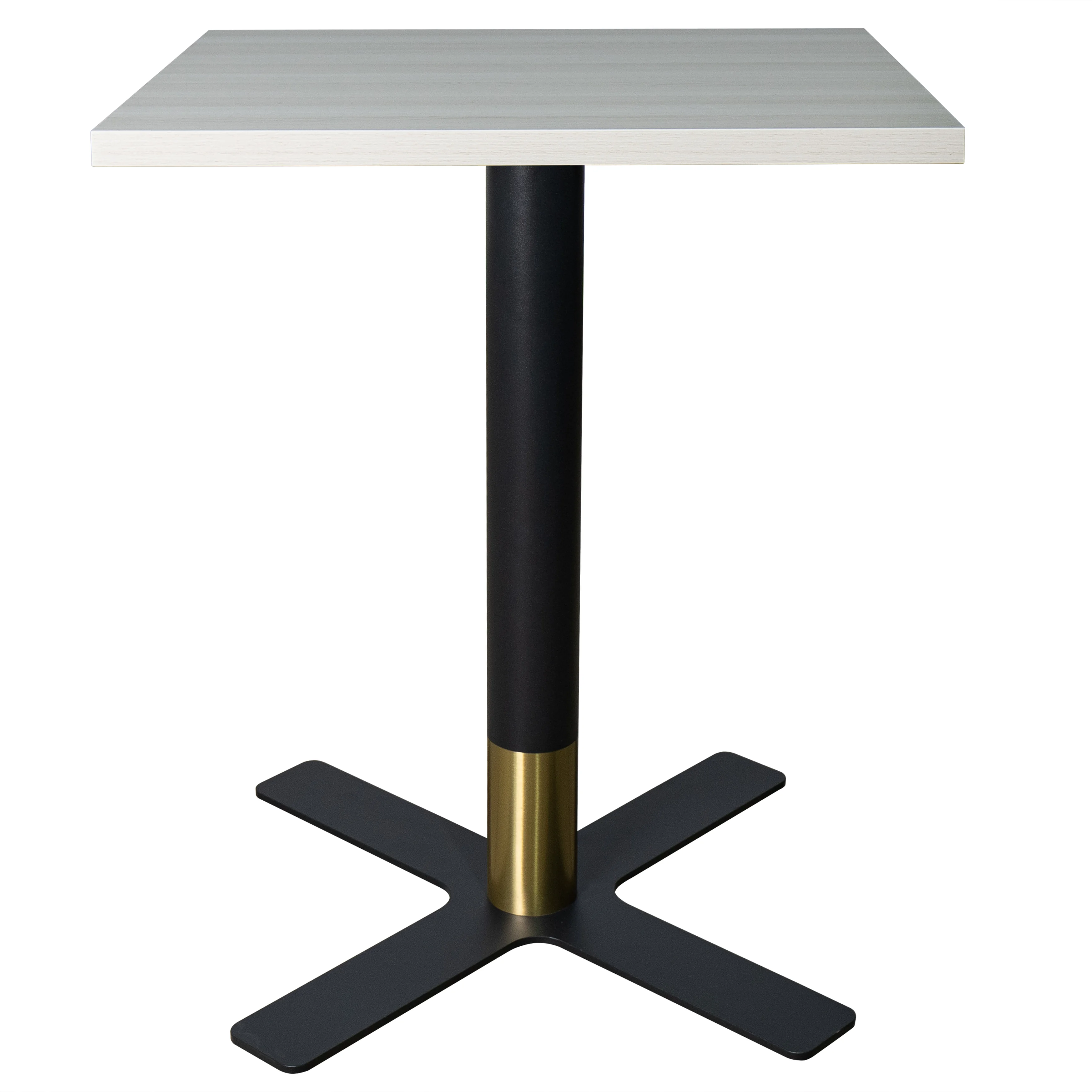 Vail Collection Dining Table Black/Gold X Base With 24" Square Light Wood Brown MDF Top