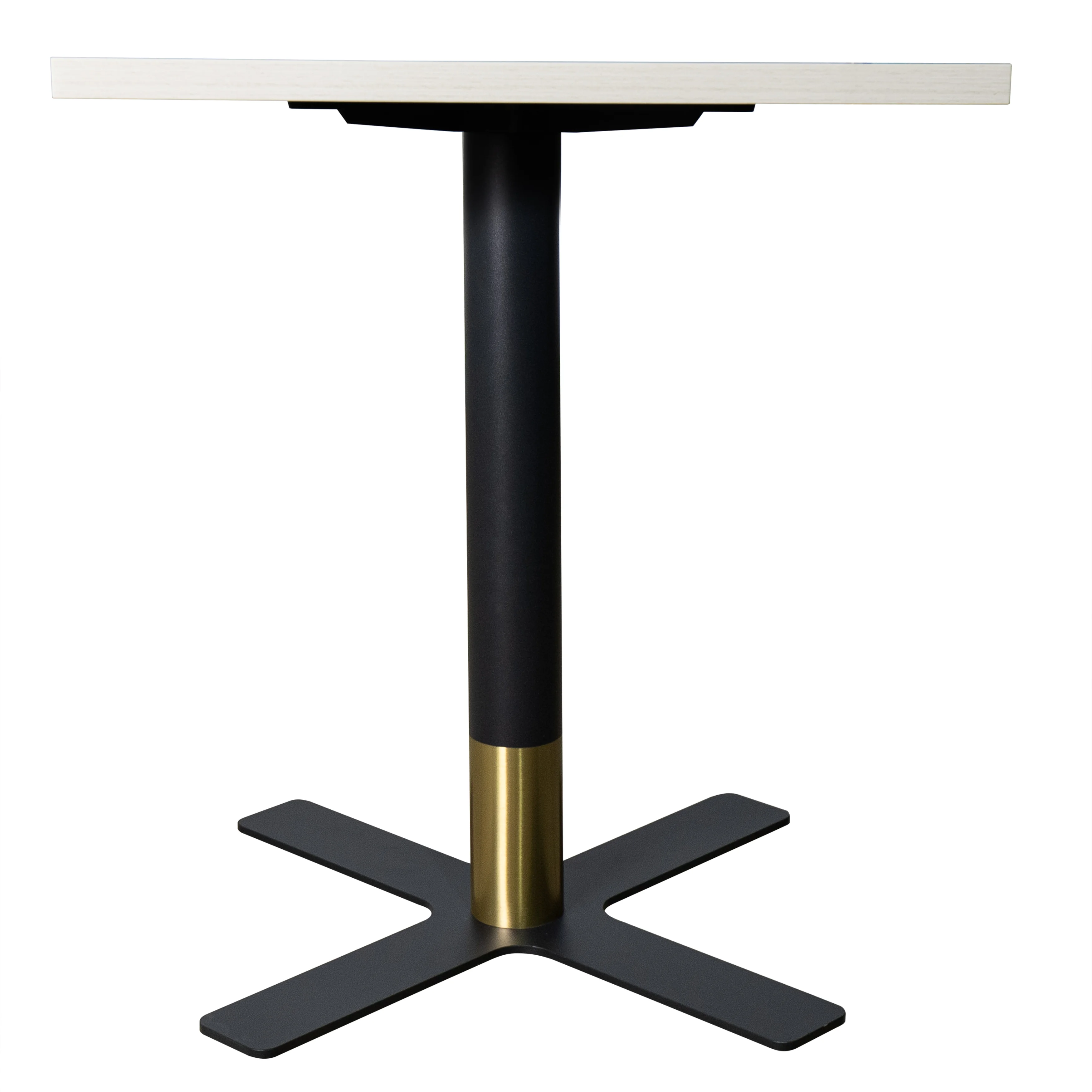Vail Collection Dining Table Black/Gold X Base With 24" Square Light Wood Brown MDF Top