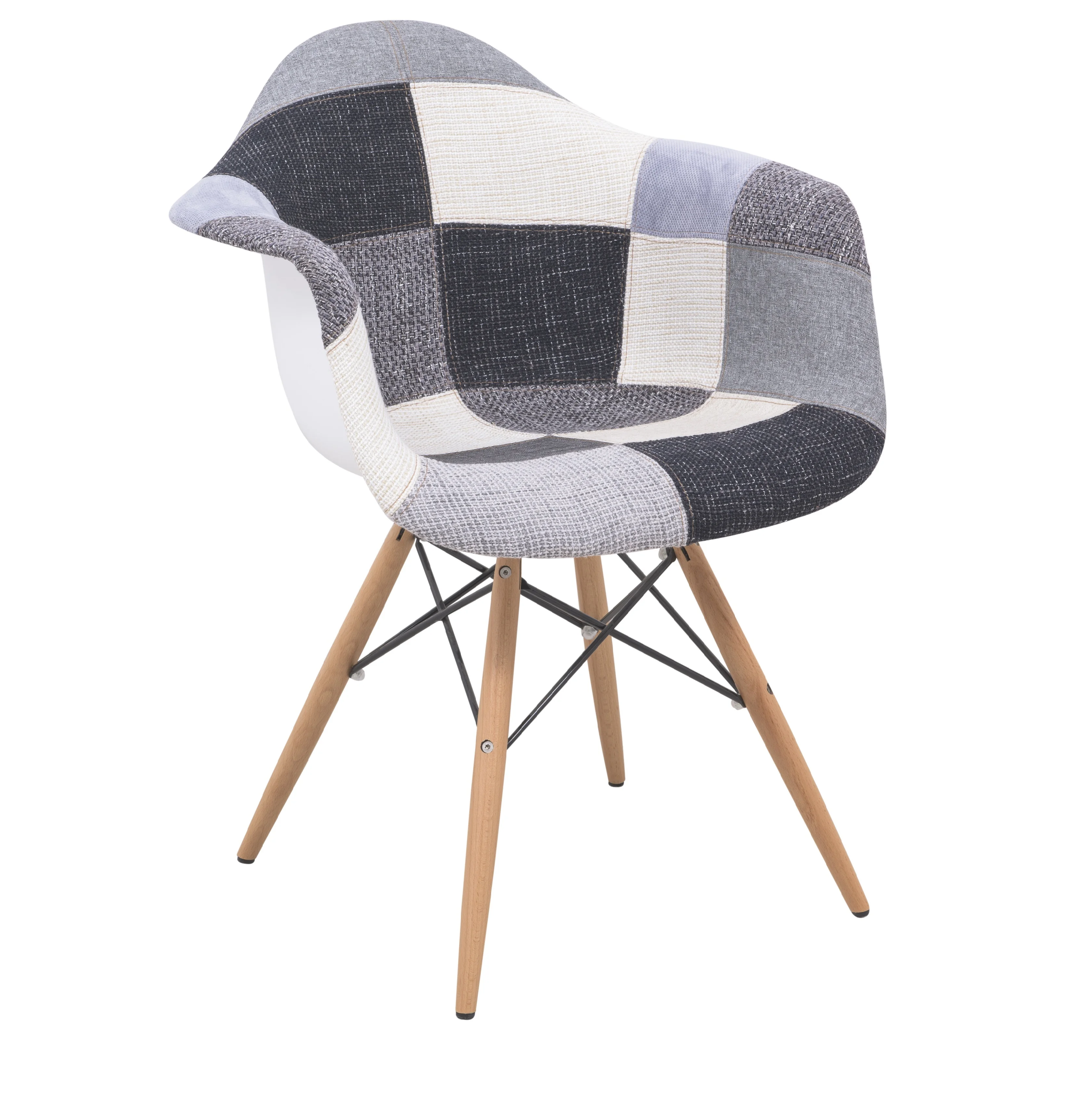 Willow Patchwork Fabric Eiffel Accent Chair