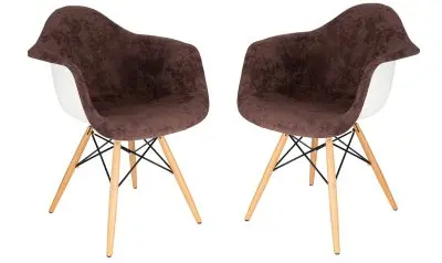 Willow Velvet Eiffel Wooden Base Accent Chair Set of 2