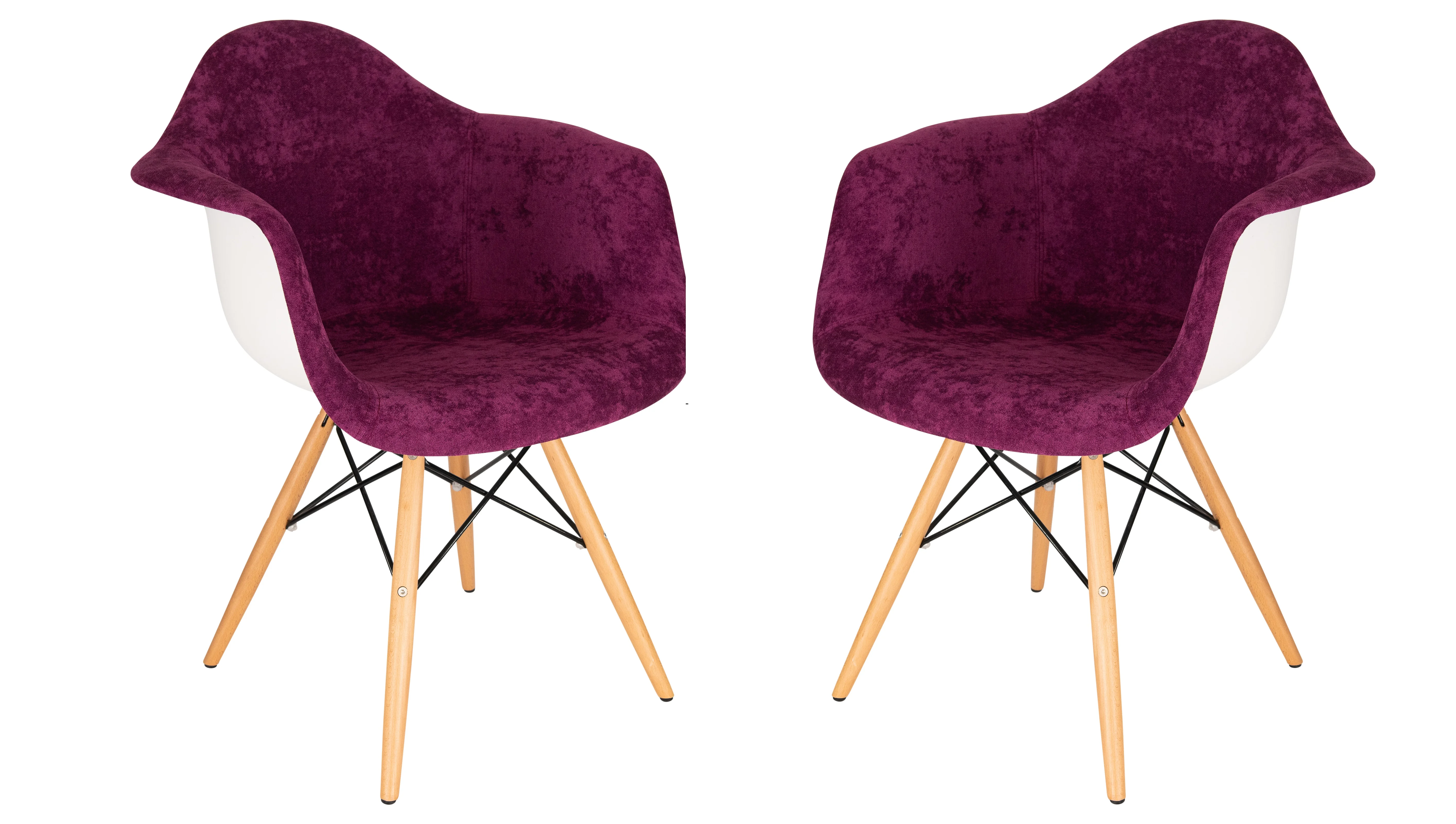 Willow Velvet Eiffel Wooden Base Accent Chair Set of 2
