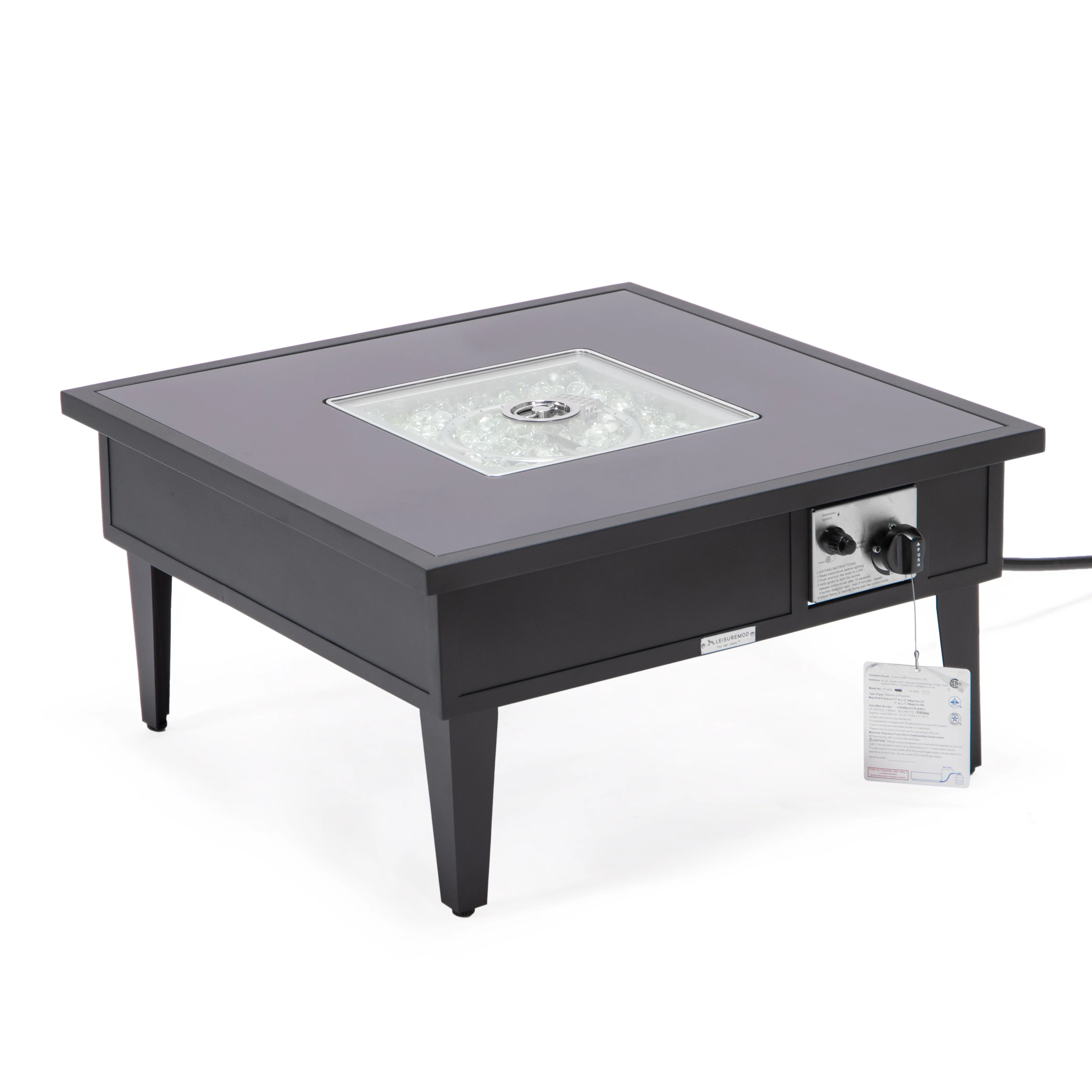 Walbrooke Patio Square Fire Pit and Tank Holder in Black