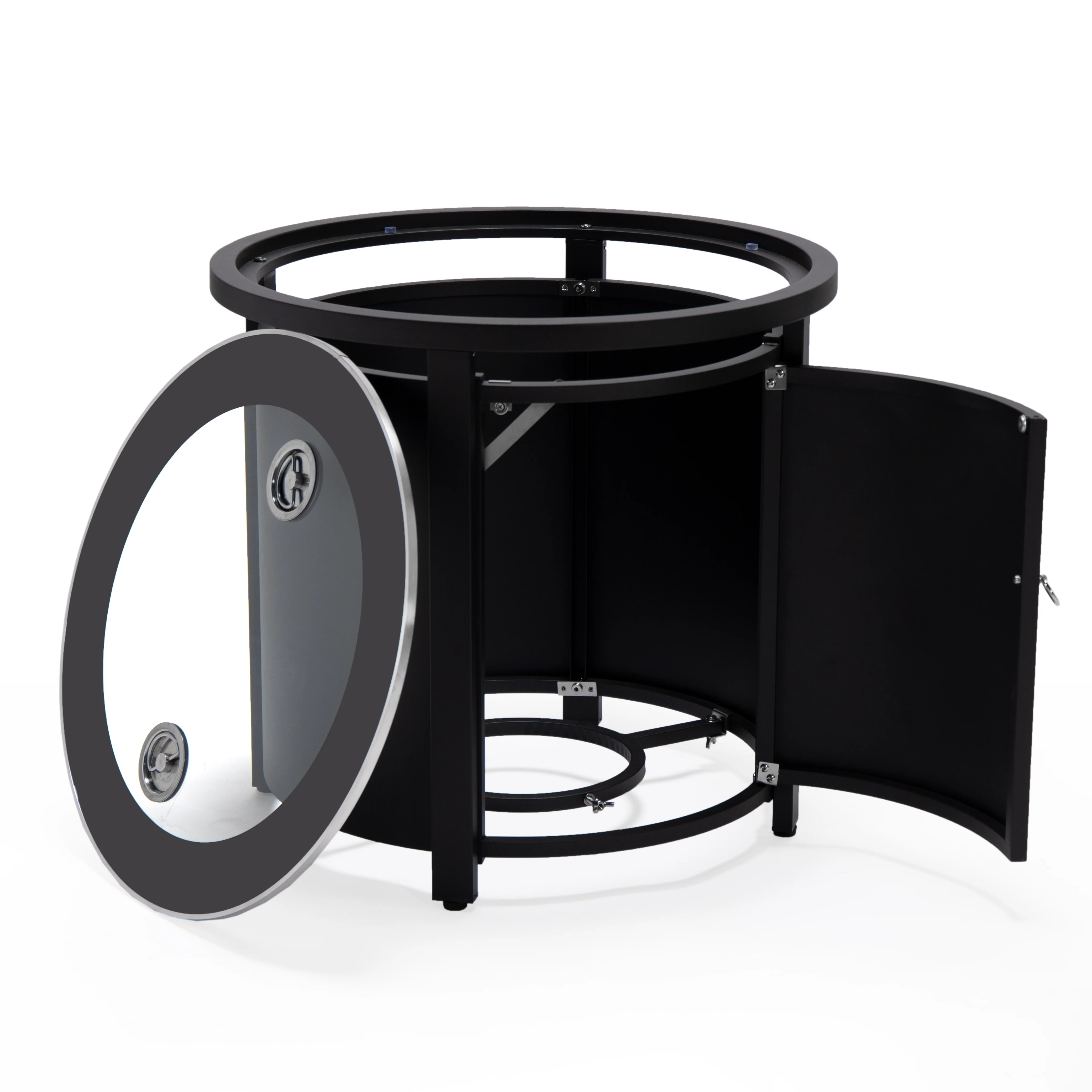 Walbrooke Patio Round Fire Pit and Tank Holder in Black