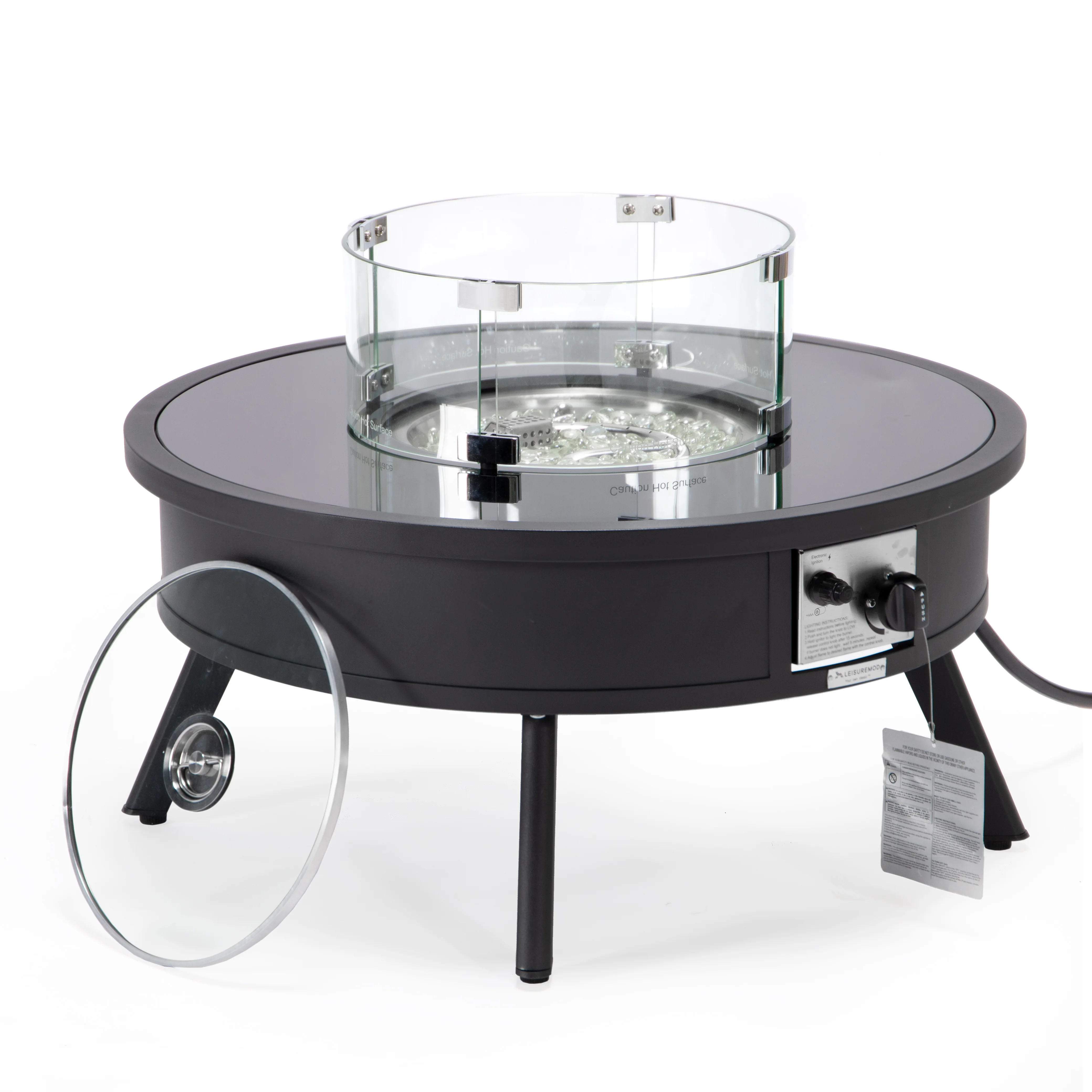Walbrooke Patio Round Fire Pit and Tank Holder in Black