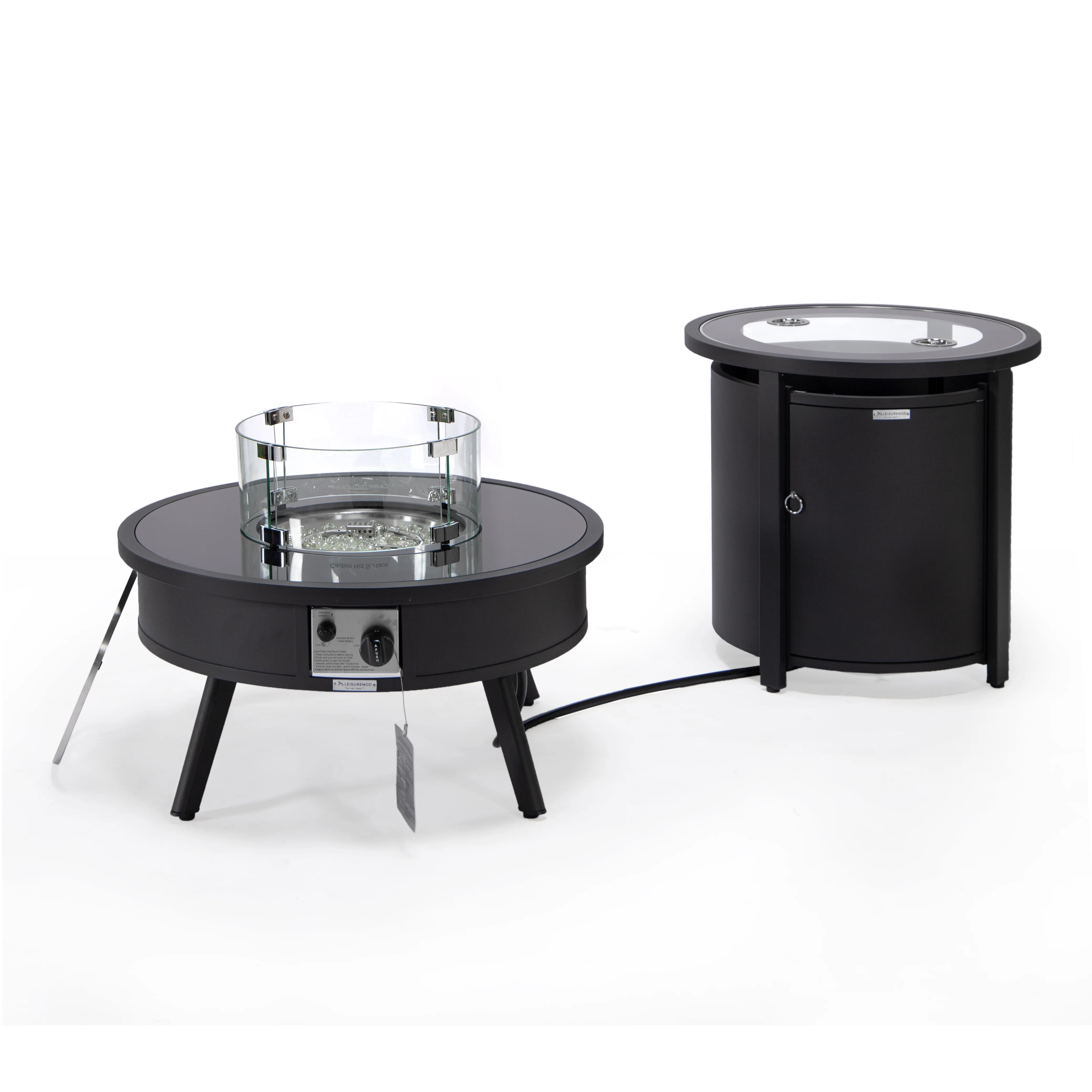 Walbrooke Patio Round Fire Pit and Tank Holder in Black
