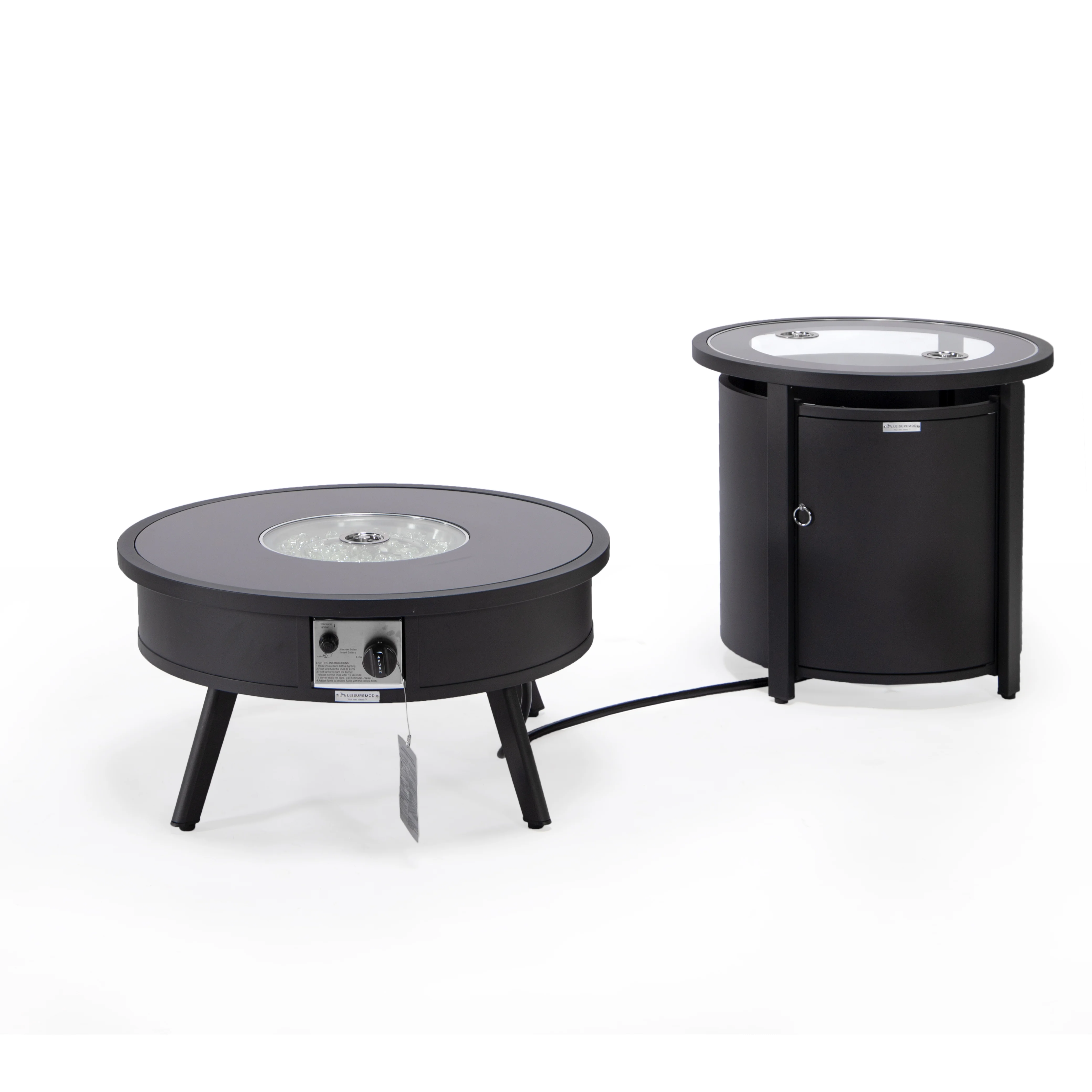 Walbrooke Patio Round Fire Pit and Tank Holder in Black