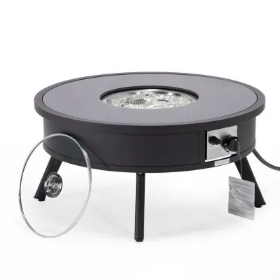 Walbrooke Patio Round Fire Pit and Tank Holder in Black