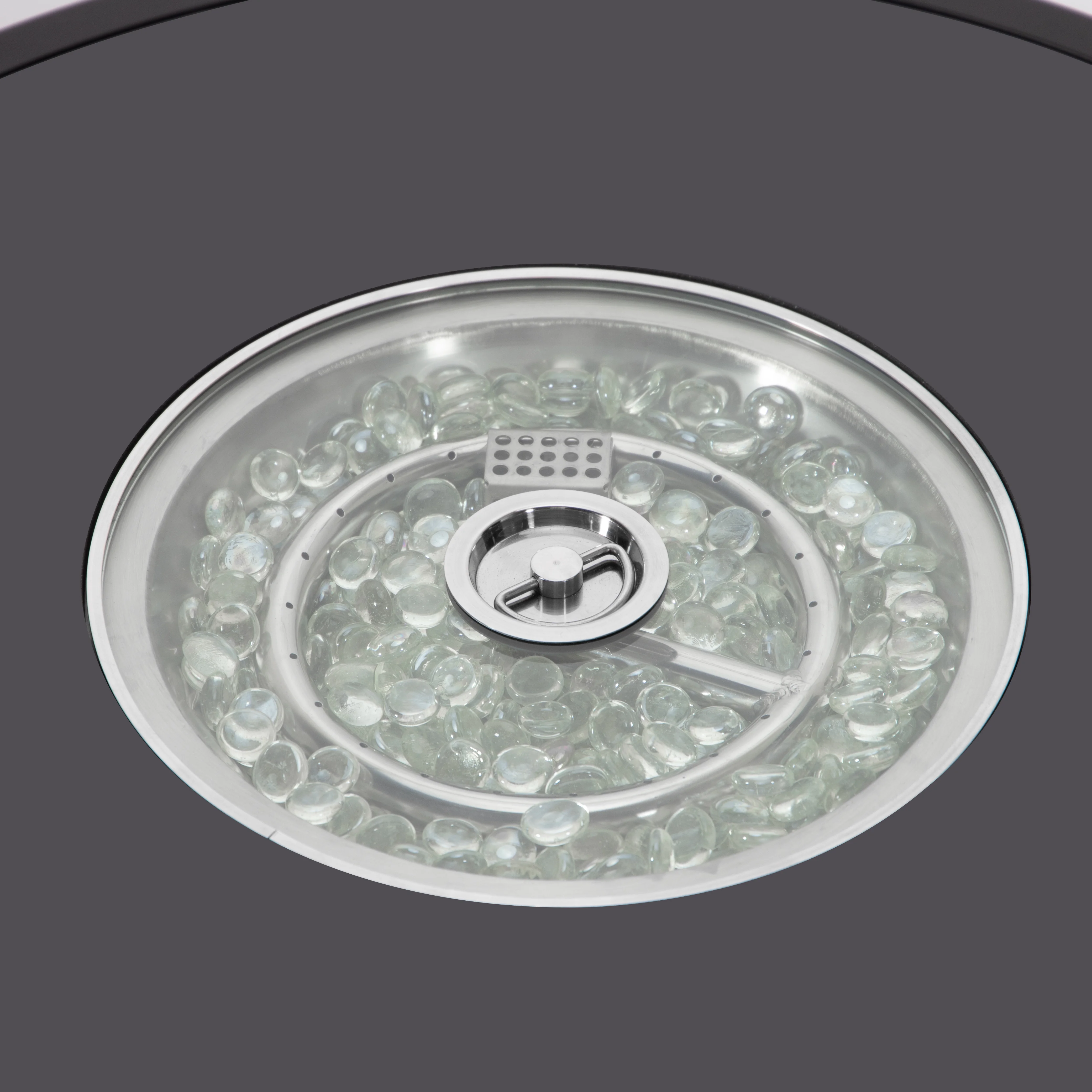 Walbrooke Outdoor Patio Aluminum Round Fire Pit Side Table with Lid and Fire Glass for Patio and Backyard Garden