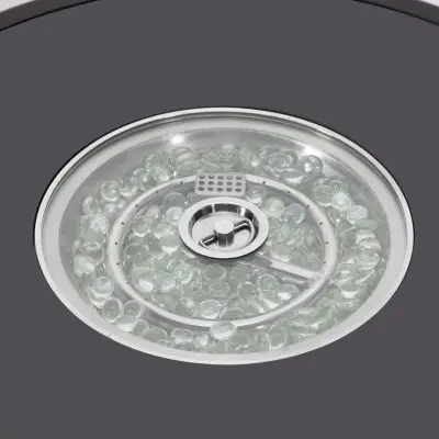 Walbrooke Outdoor Patio Aluminum Round Fire Pit Side Table with Lid and Fire Glass for Patio and Backyard Garden