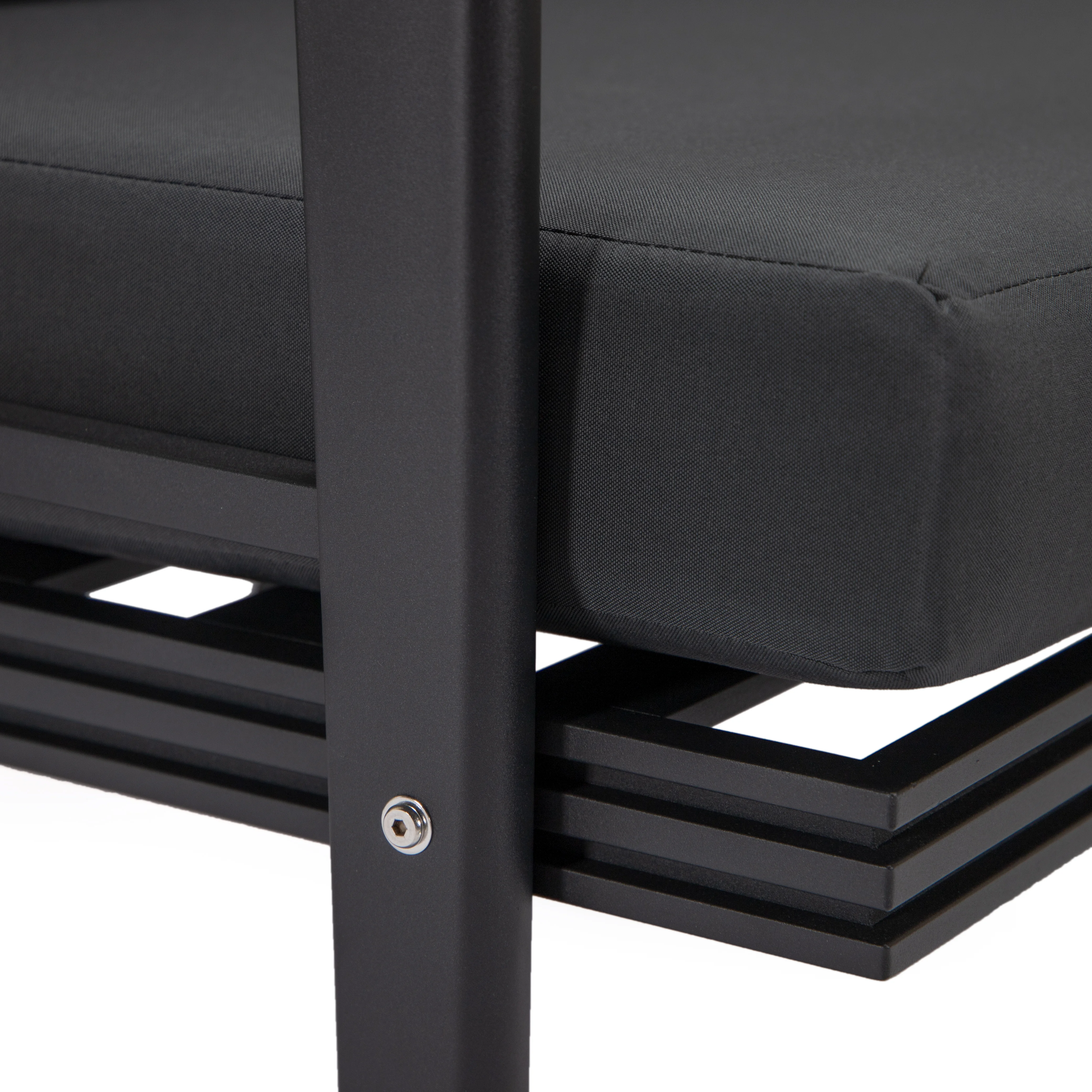 Walbrooke Modern Outdoor Patio Loveseat with Black Aluminum Frame and Removable Cushions For Patio and Backyard Garden