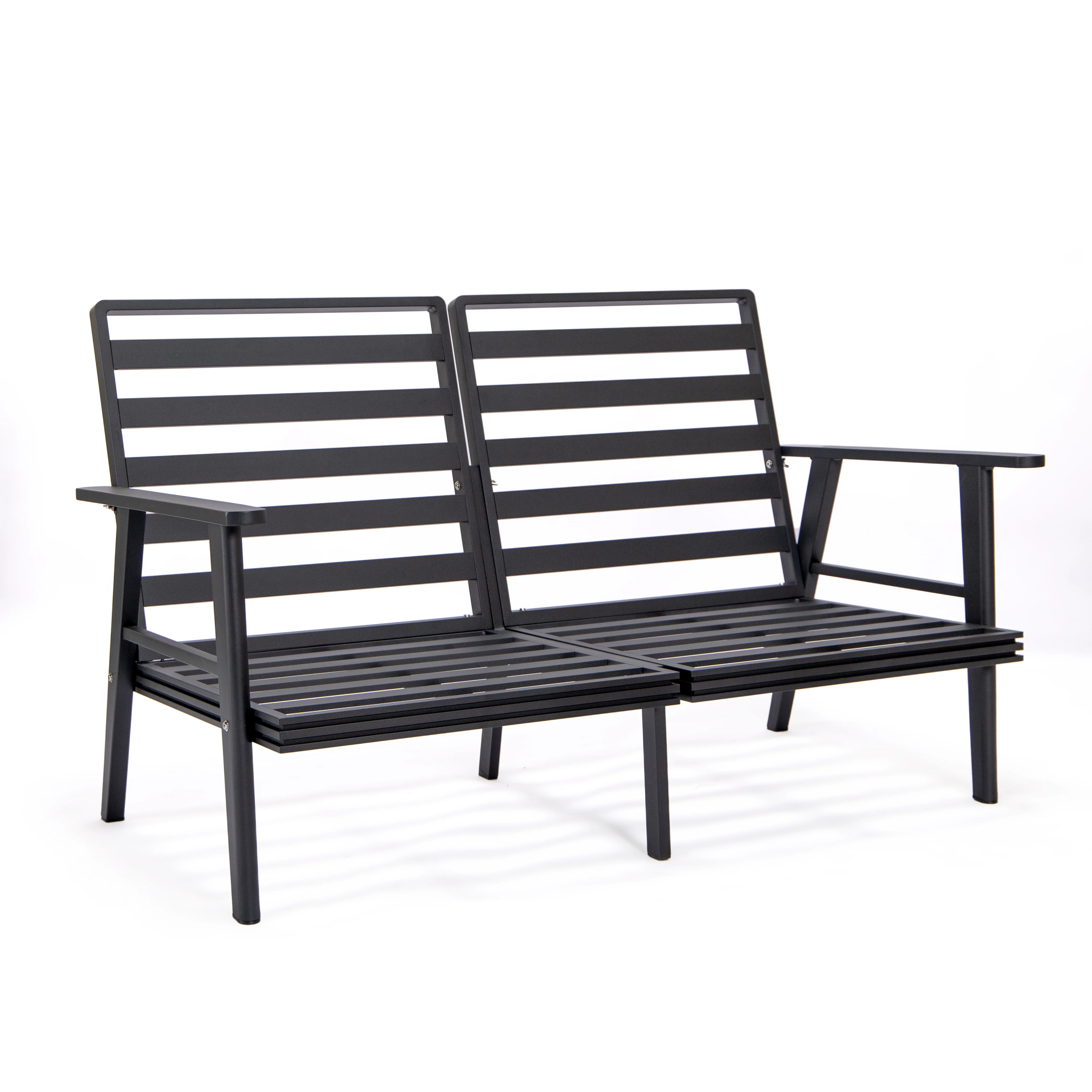 Walbrooke Modern Outdoor Patio Loveseat with Black Aluminum Frame and Removable Cushions For Patio and Backyard Garden