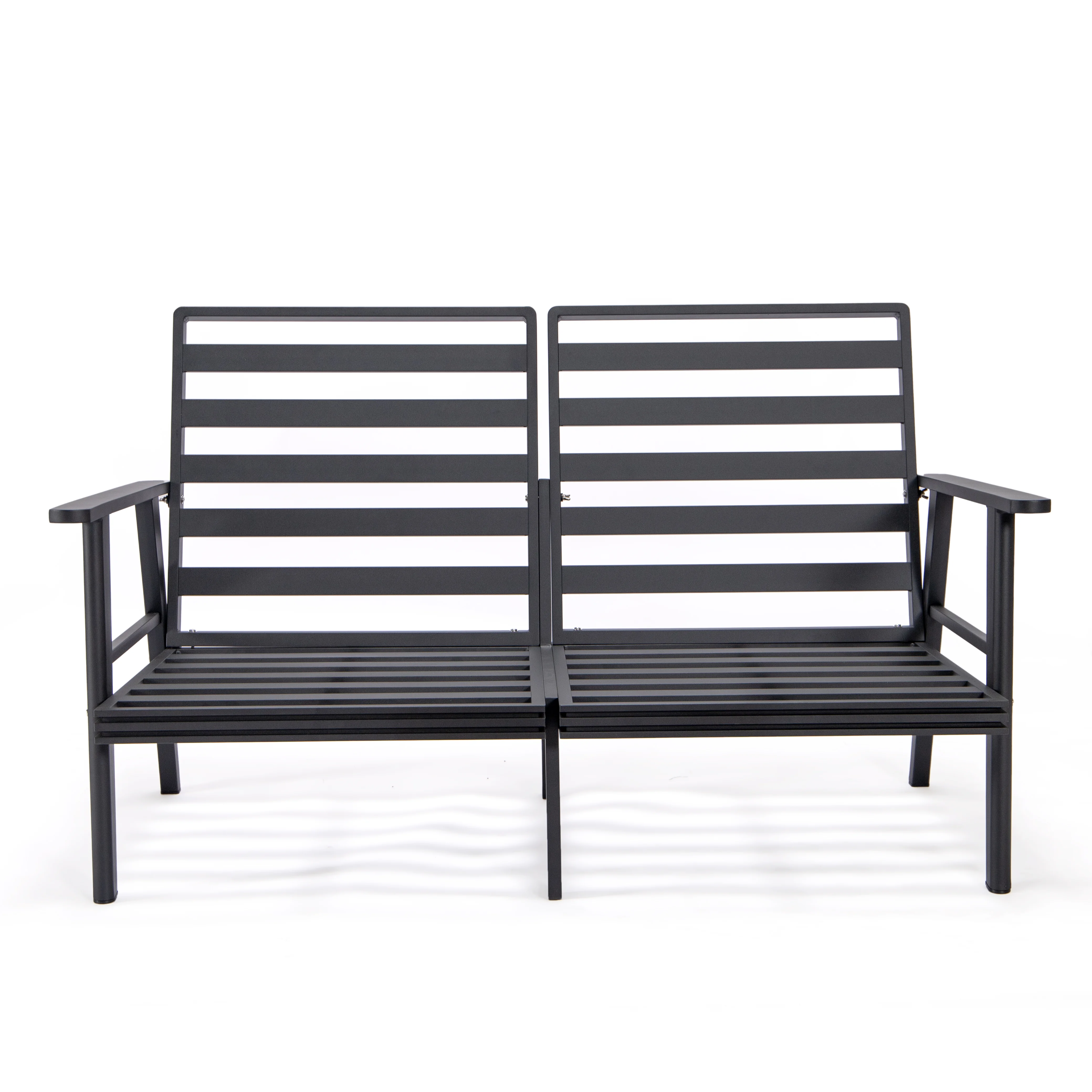 Walbrooke Modern Outdoor Patio Loveseat with Black Aluminum Frame and Removable Cushions For Patio and Backyard Garden